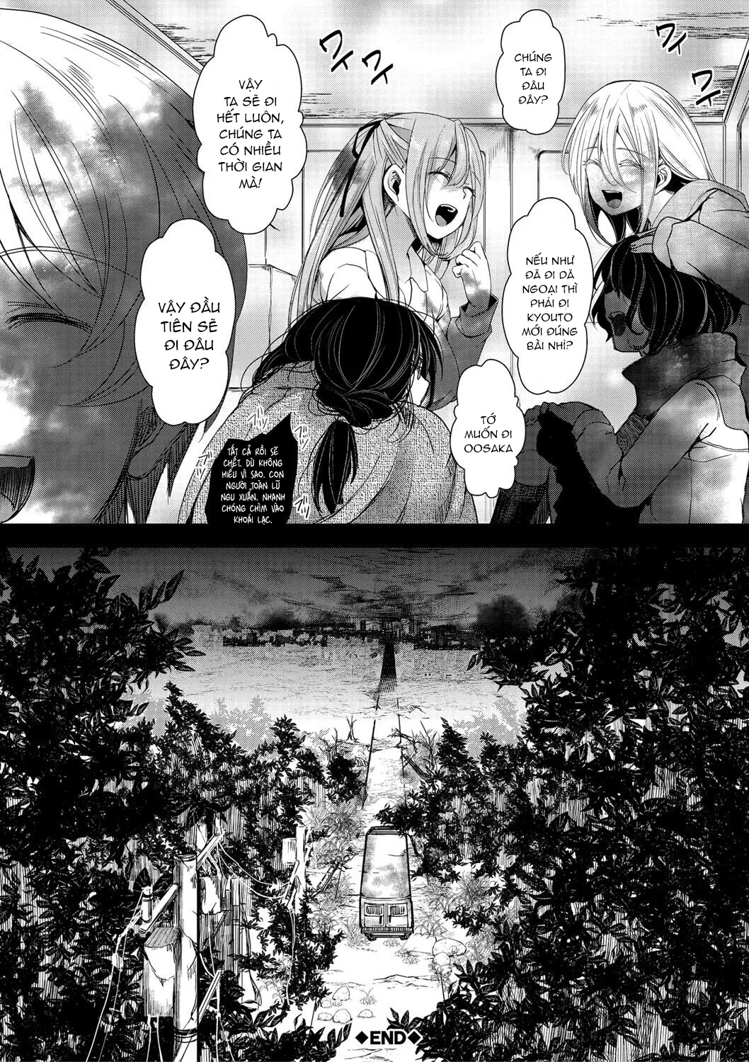 HentaiVN.net - Ảnh 28 - Chuyến dã ngoại [Mesuana Seikimatsu ~Watashi-tachi no Kyousei Omedeta Shuugaku Ryokou~; メス穴世紀末〜私達の強制おめでた襲学旅行〜] - Chap 5: Khởi hành chuyến dã ngoại