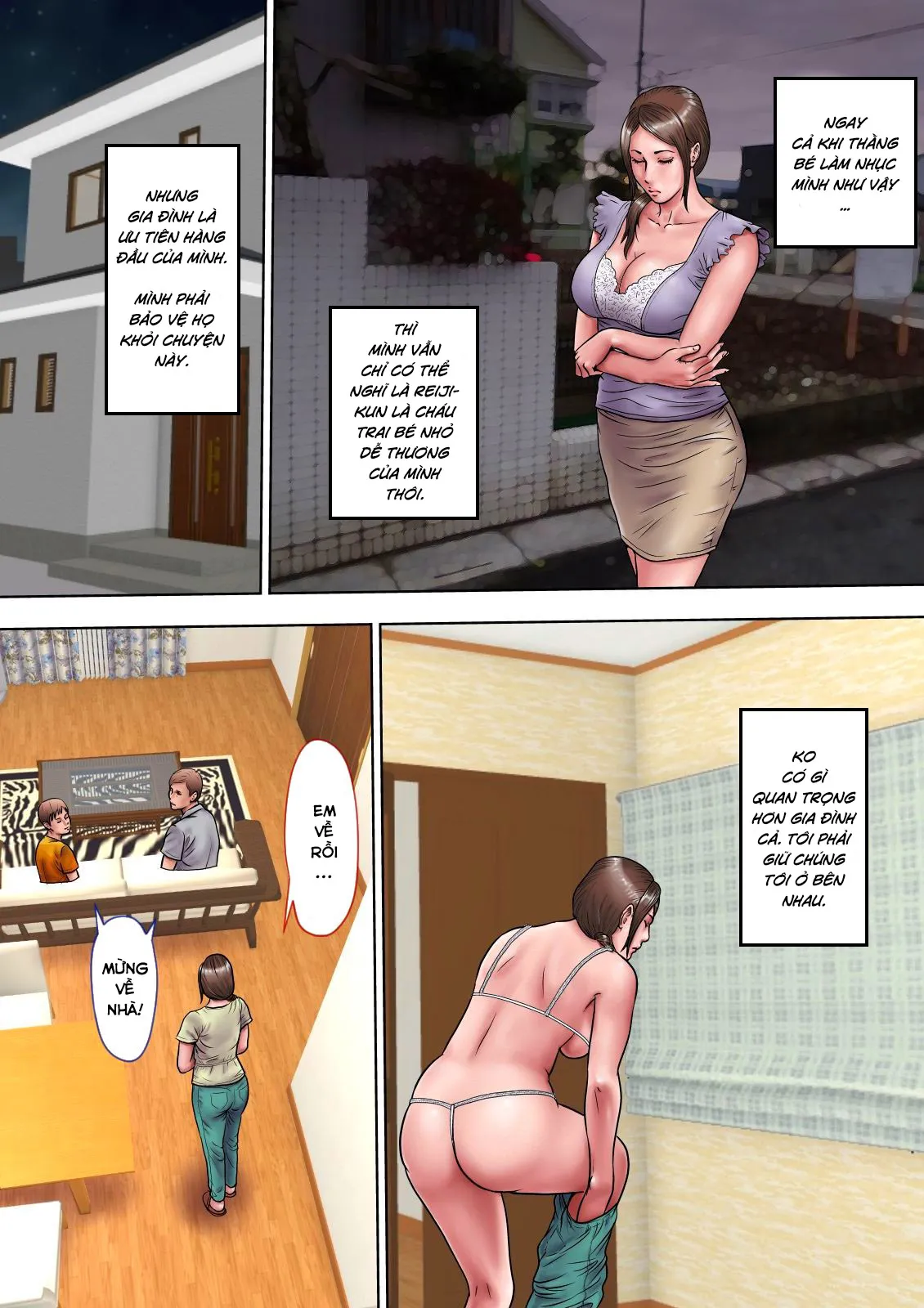 HentaiVN.net - Ảnh 21 - Thông gian với người dì quyến rũ của tôi [Akogare no Oba o Netoru; Cheating With My Sexy Aunt] - Chương 1.2: Bị bắt ép nước mía thằng cháu?