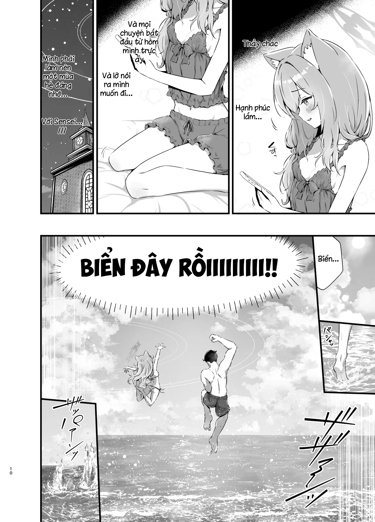 HentaiVN.net - Ảnh 11 - Nhuốm màu xanh của biển - Đi biển cùng mèo cam