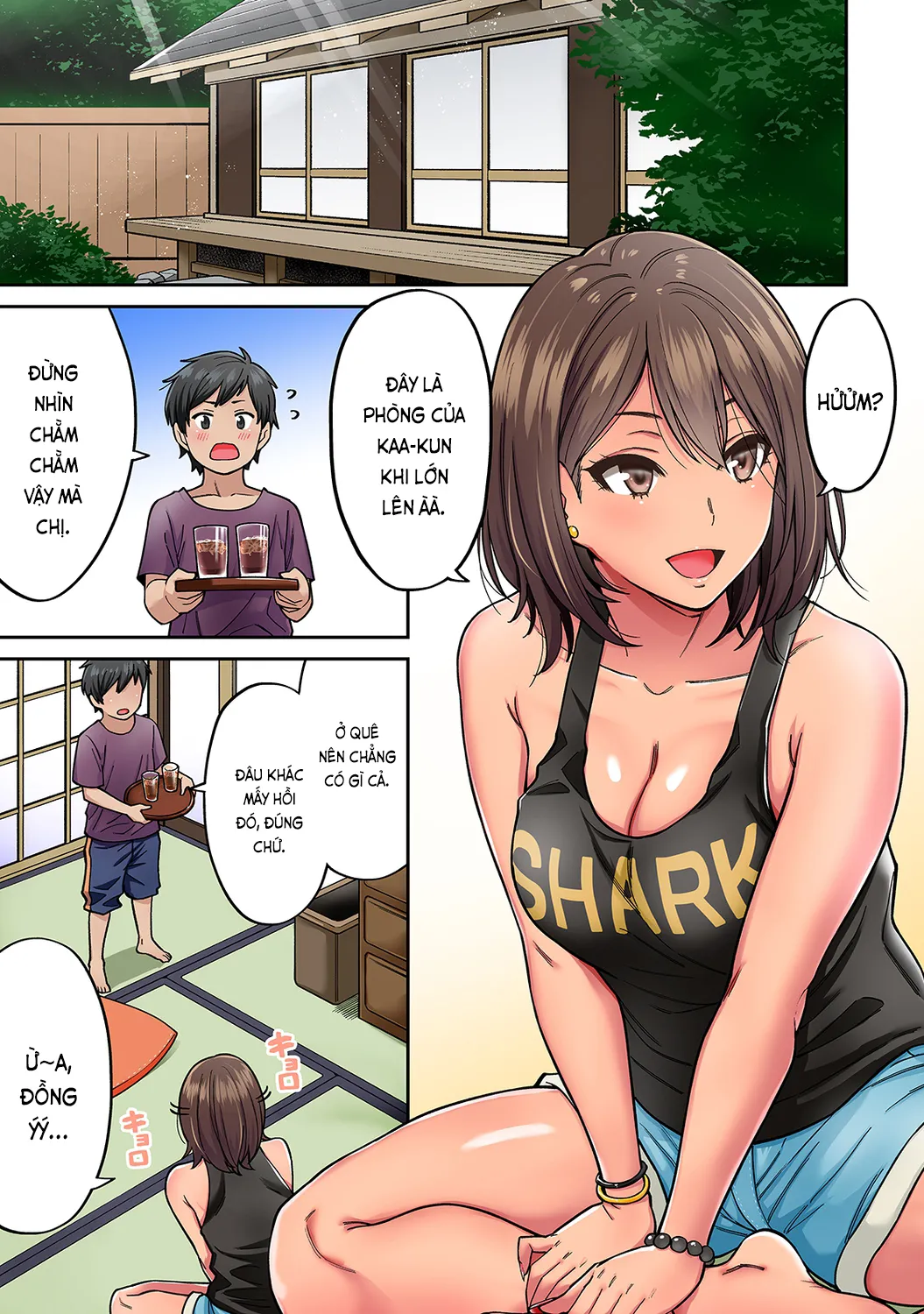 HentaiVN.net - Ảnh 3 - Người chị tôi thầm mến trở về trong bộ dạng gái lai Tây [Akogare no Nee-chan ga Gal ni Natte Kaette Kita Natsuyasumi; 憧れの姉ちゃんがギャルになって帰ってきた夏休み] - Ch. 2