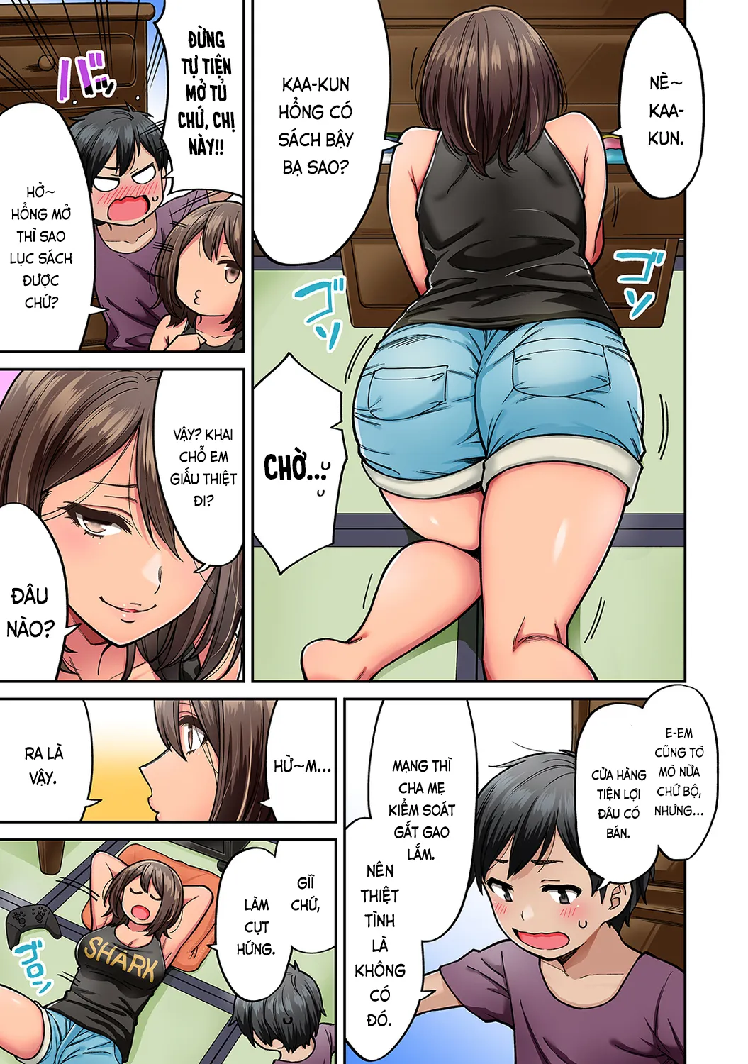 HentaiVN.net - Ảnh 5 - Người chị tôi thầm mến trở về trong bộ dạng gái lai Tây [Akogare no Nee-chan ga Gal ni Natte Kaette Kita Natsuyasumi; 憧れの姉ちゃんがギャルになって帰ってきた夏休み] - Ch. 2