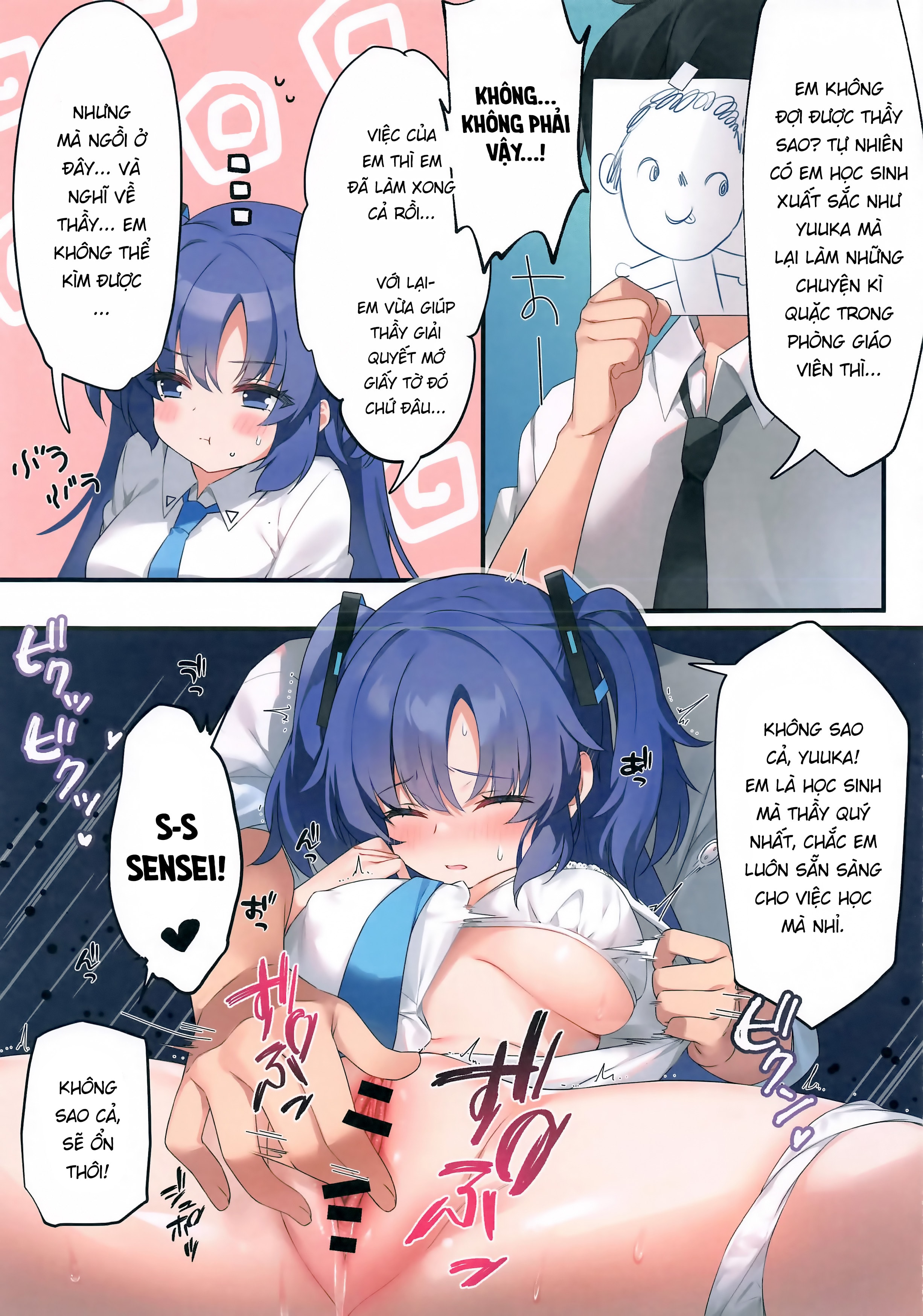 HentaiVN.net - Ảnh 9 - Sensei ơi! Thầy hãy dạy kèm Yuuka đêm nay nhé! - Chắc chắn không phải khóa học lùa gà <3