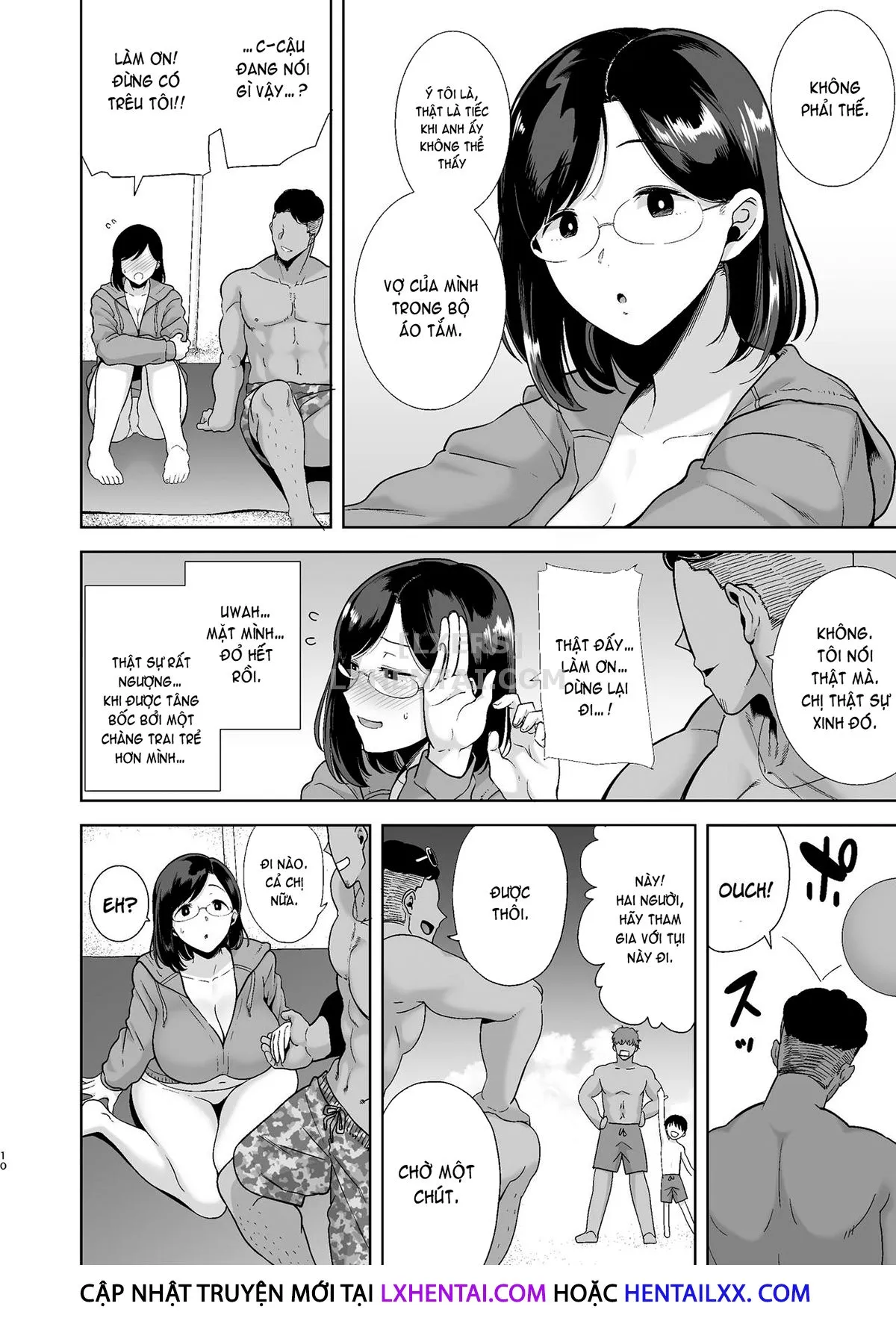 HentaiVN.net - Ảnh 10 - Natsuzuma ~Natsu, Ryokan, Nanpa Otoko-Tachi Ni Ochita Tsuma~ - Chap 1 - Có che