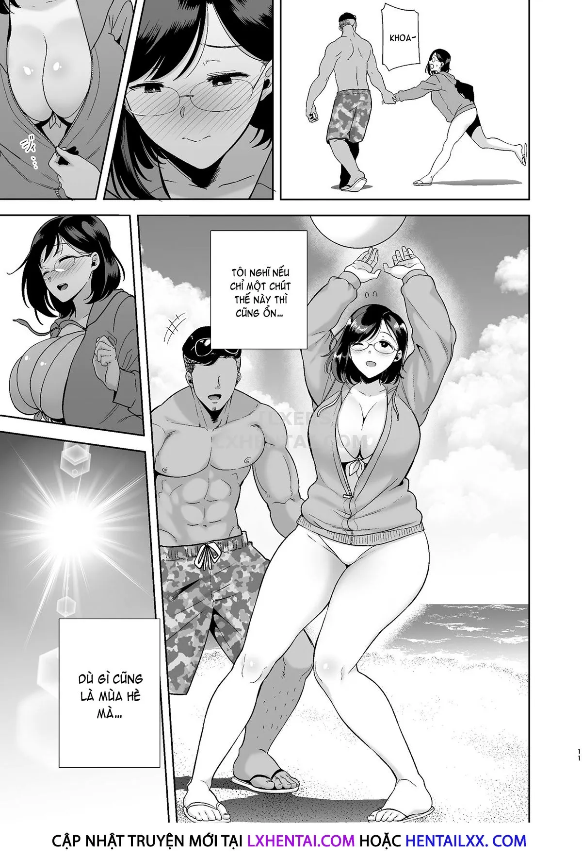 HentaiVN.net - Ảnh 11 - Natsuzuma ~Natsu, Ryokan, Nanpa Otoko-Tachi Ni Ochita Tsuma~ - Chap 1 - Có che