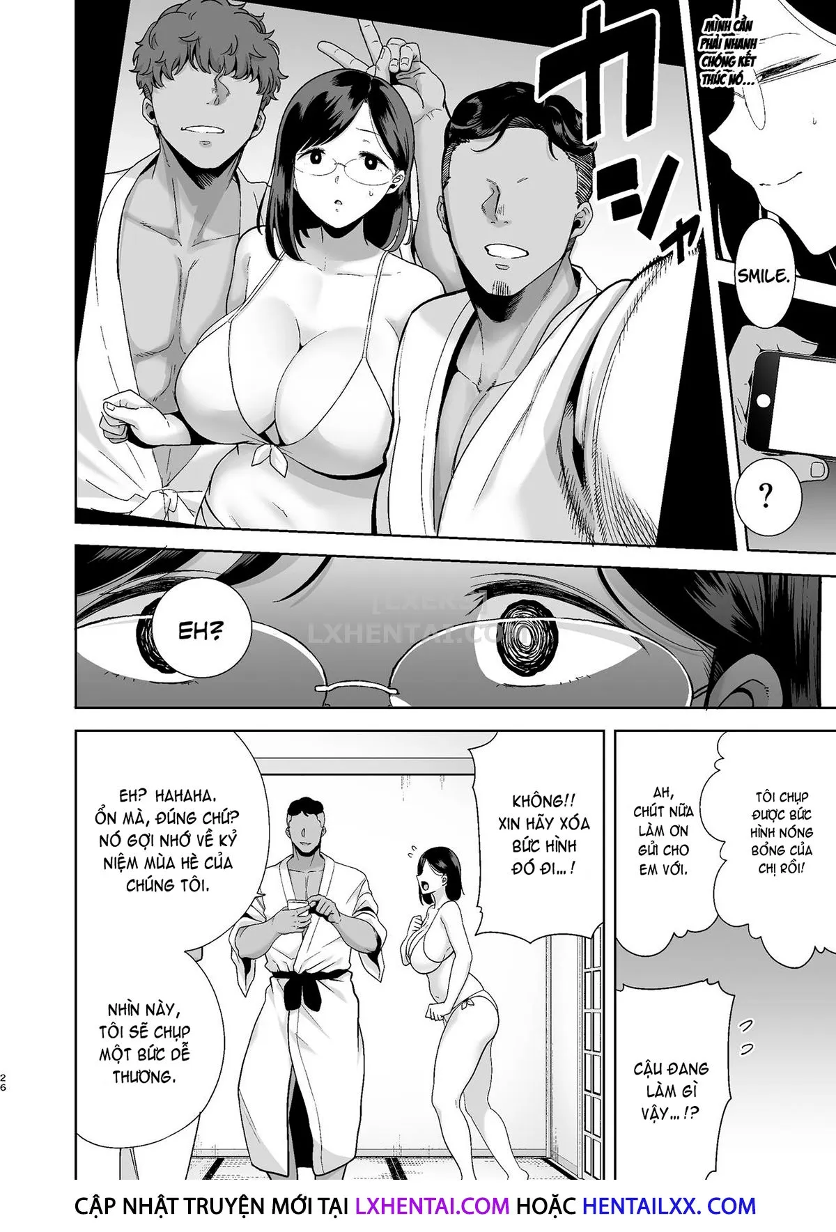 HentaiVN.net - Ảnh 26 - Natsuzuma ~Natsu, Ryokan, Nanpa Otoko-Tachi Ni Ochita Tsuma~ - Chap 1 - Có che