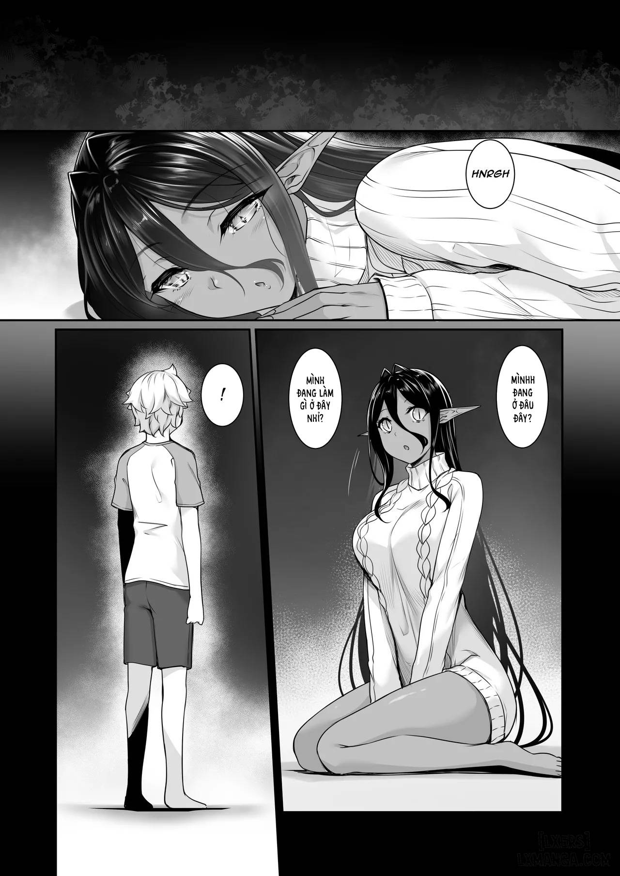 HentaiVN.net - Ảnh 4 - Chotto dake Ai ga Omoi Dark Elf ga Isekai kara Oikakete Kita 5 - Oneshot.
