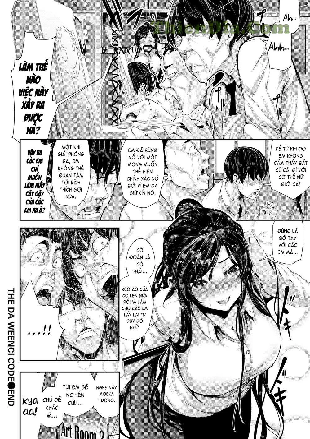 HentaiVN.net - Ảnh 20 - Wild at School [Defrightful School Mystery; Married Woman Midnight; Village of Eight Hakama; The Da Weenci Code; Chick Wrecked; Stone-Faced Detective All-Knight Scoop; Wack Job Valentine; Wack Job Sudden Death; Star Sex; Interviews And Entrance Exams] - Chap 4 - The Da Weenci Code