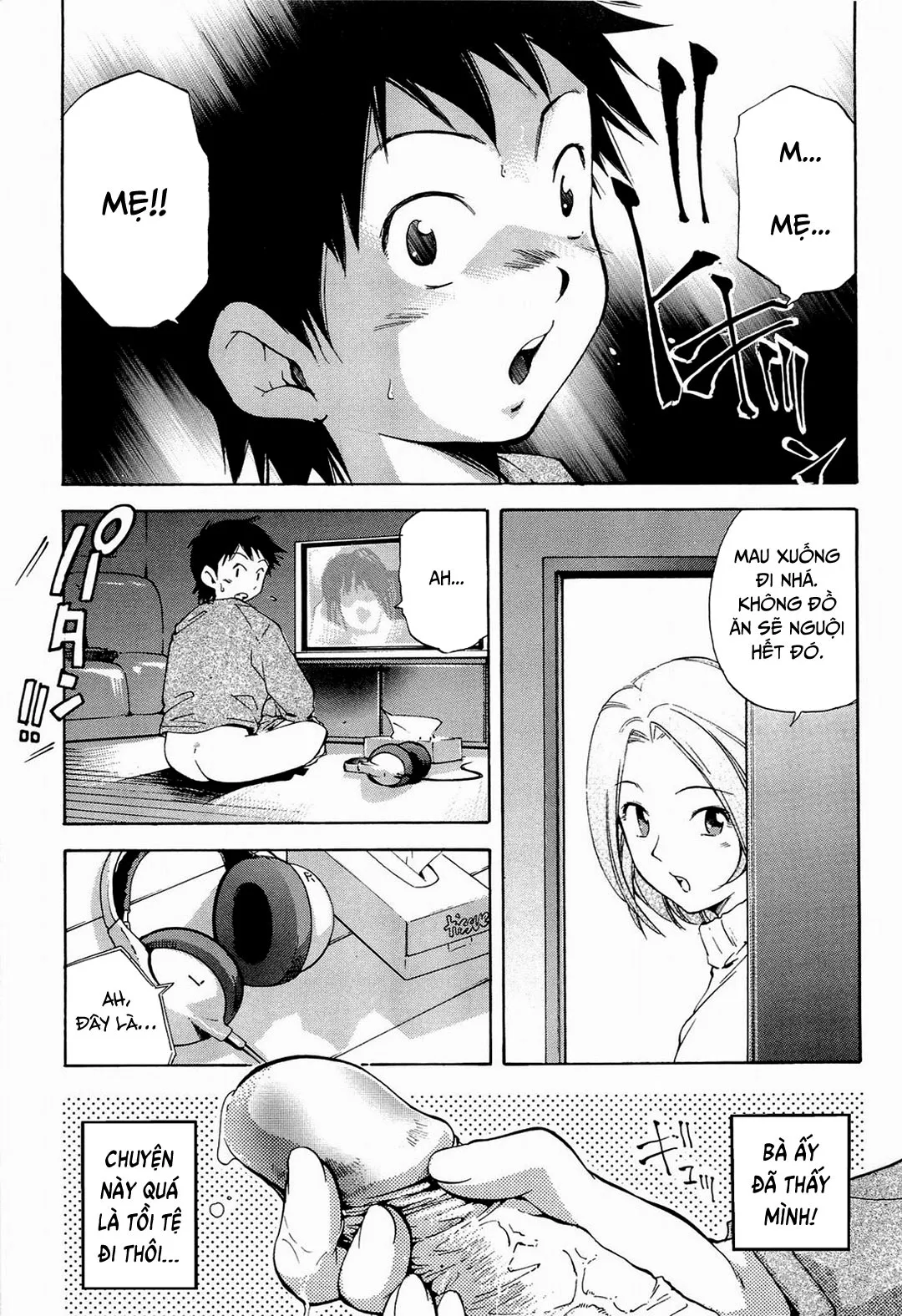 HentaiVN.net - Ảnh 4 - Khát khao mẹ và con trai [Yokujou Boshi; Desire Mother and Child] - Chap 6 - Vị khách trong đêm