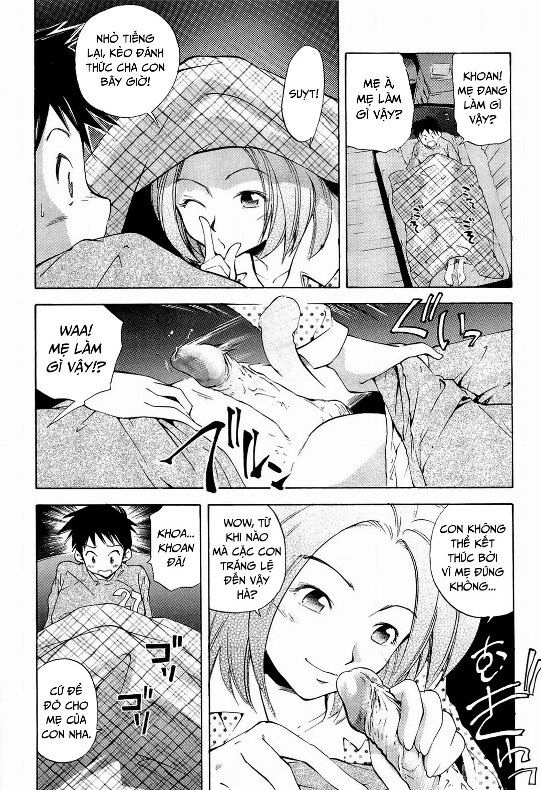 HentaiVN.net - Ảnh 6 - Khát khao mẹ và con trai [Yokujou Boshi; Desire Mother and Child] - Chap 6 - Vị khách trong đêm