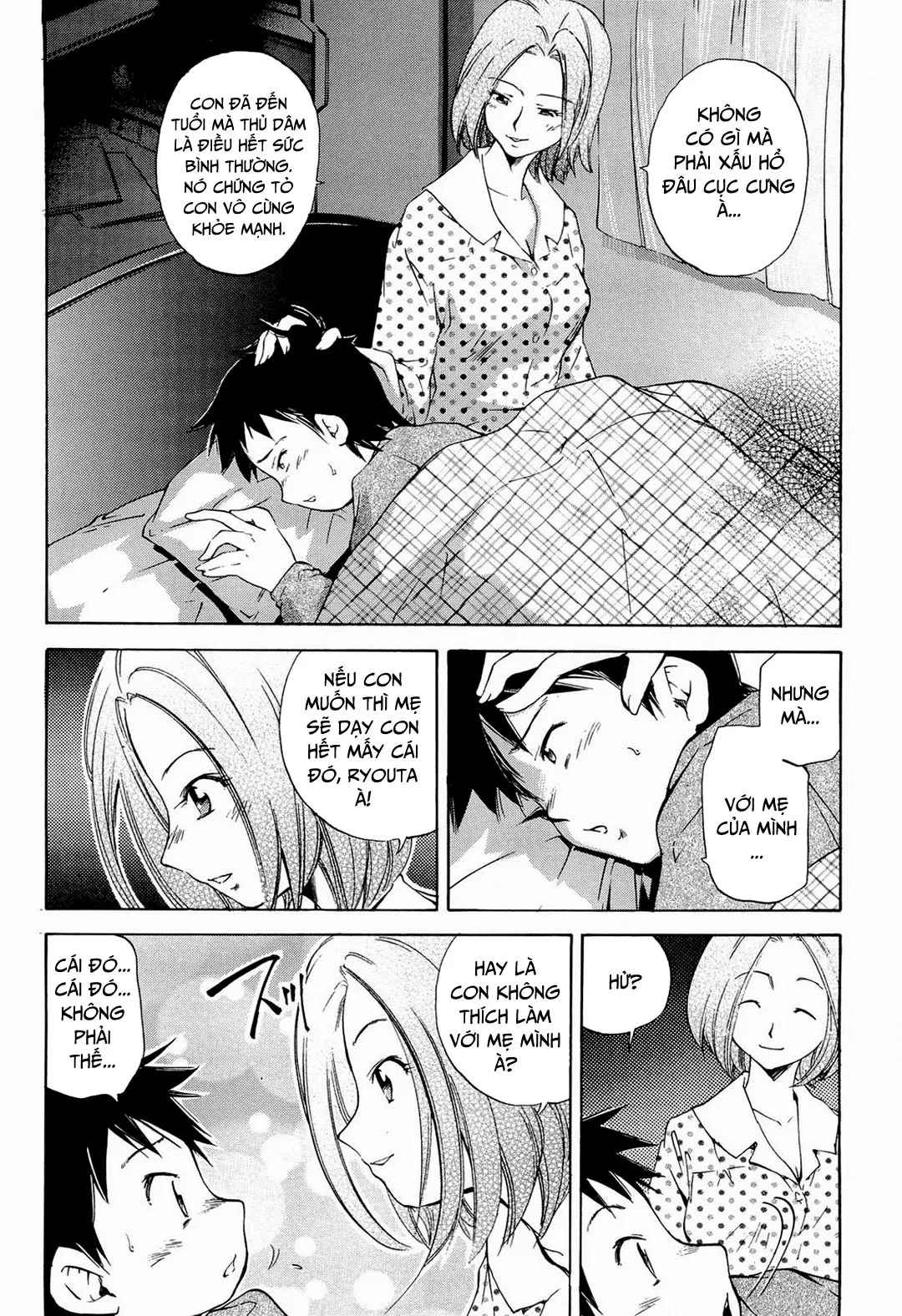 HentaiVN.net - Ảnh 9 - Khát khao mẹ và con trai [Yokujou Boshi; Desire Mother and Child] - Chap 6 - Vị khách trong đêm