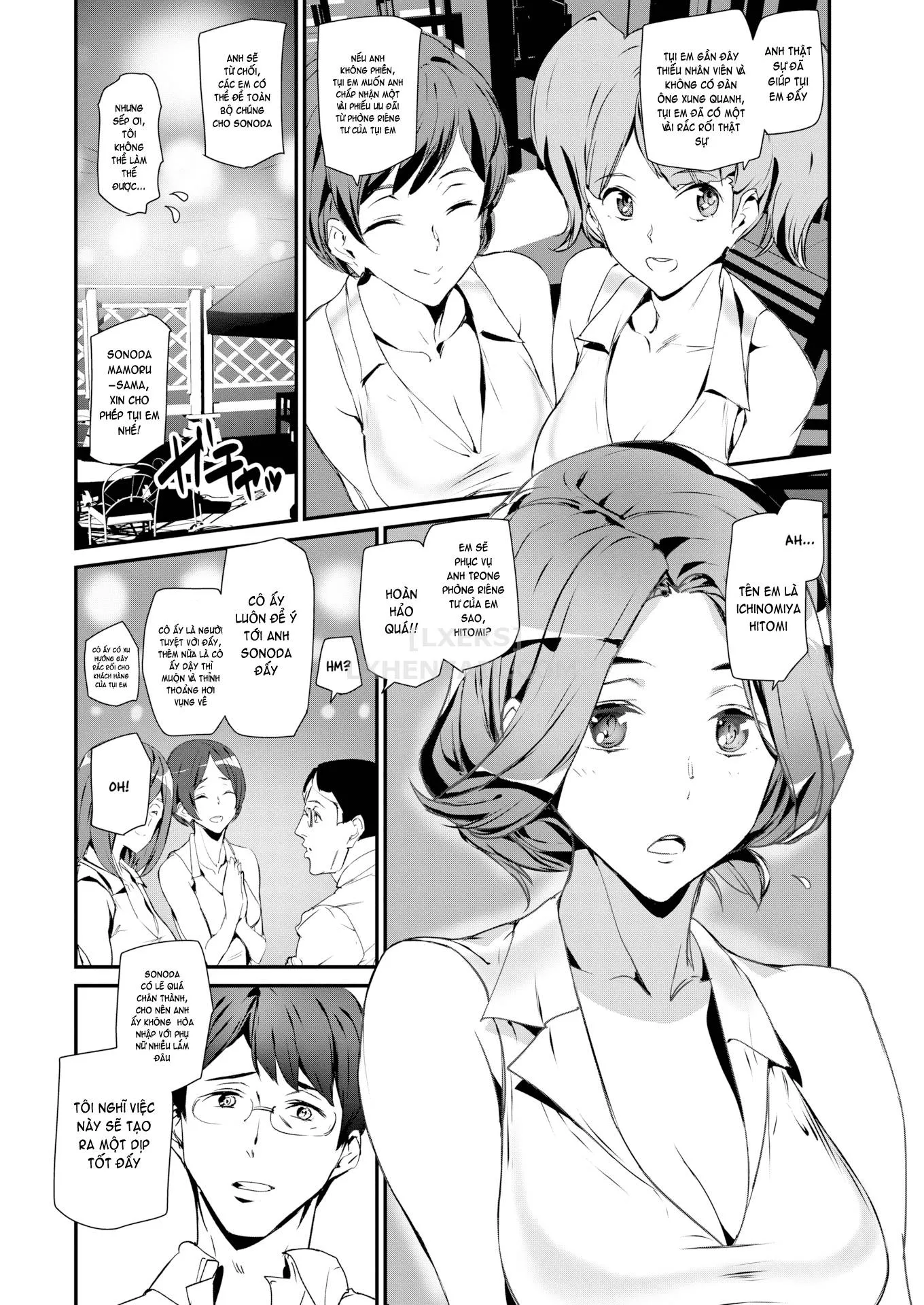 HentaiVN.net - Ảnh 8 - Gohoushi Zakari [Bet Your Body; Elevator In Heaven; The Cat Spring's Young Matron; I Love Pub; Nurse’s Secret; Professor Lock’s Strange Lab; Qipao Play] - Chap 4 - I Love Pub