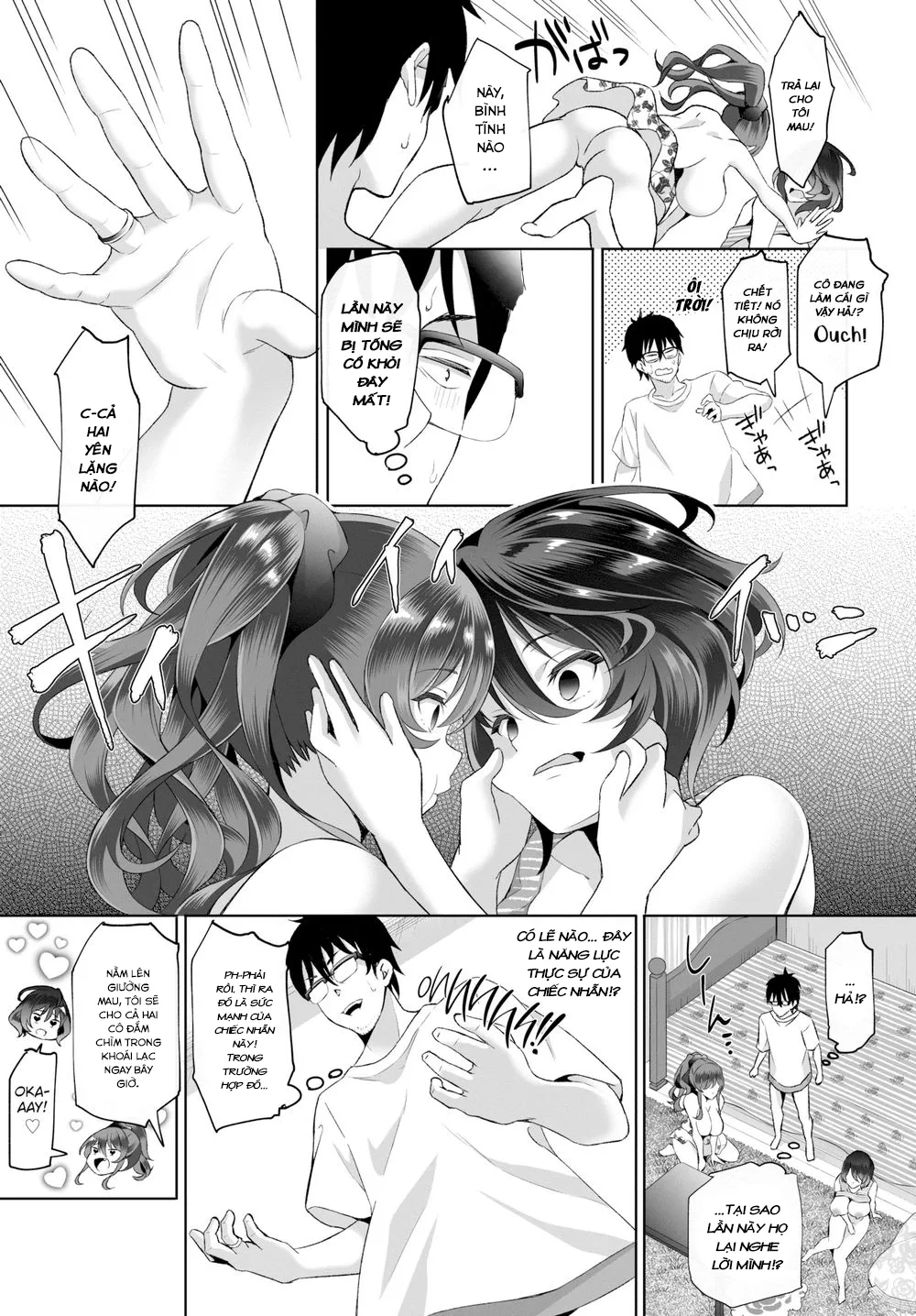 HentaiVN.net - Ảnh 14 - Tôi lập harem bằng chiếc nhẫn ma thuật! [I, a gloomy person, used a magical item to create my own harem in the shared house] - Chap 3: Threesome Time ( ͡• ͜ʖ ͡• )