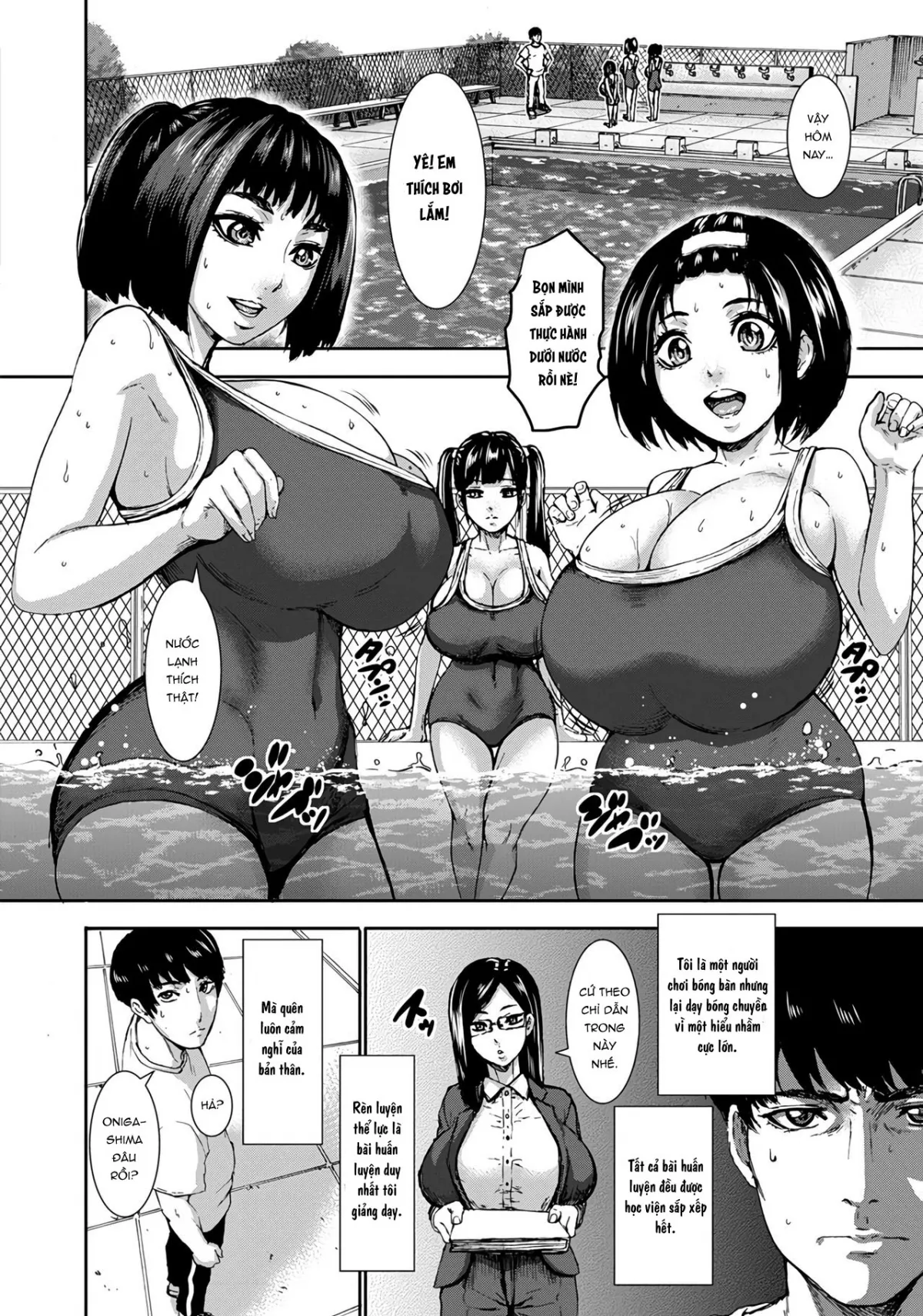 HentaiVN.net - Ảnh 4 - Học viện dành cho những nàng vếu bự [Chounyuu Gakuen; Academy For Huge Breasts] - Chap 2: Địt cô học sinh da rám nắng