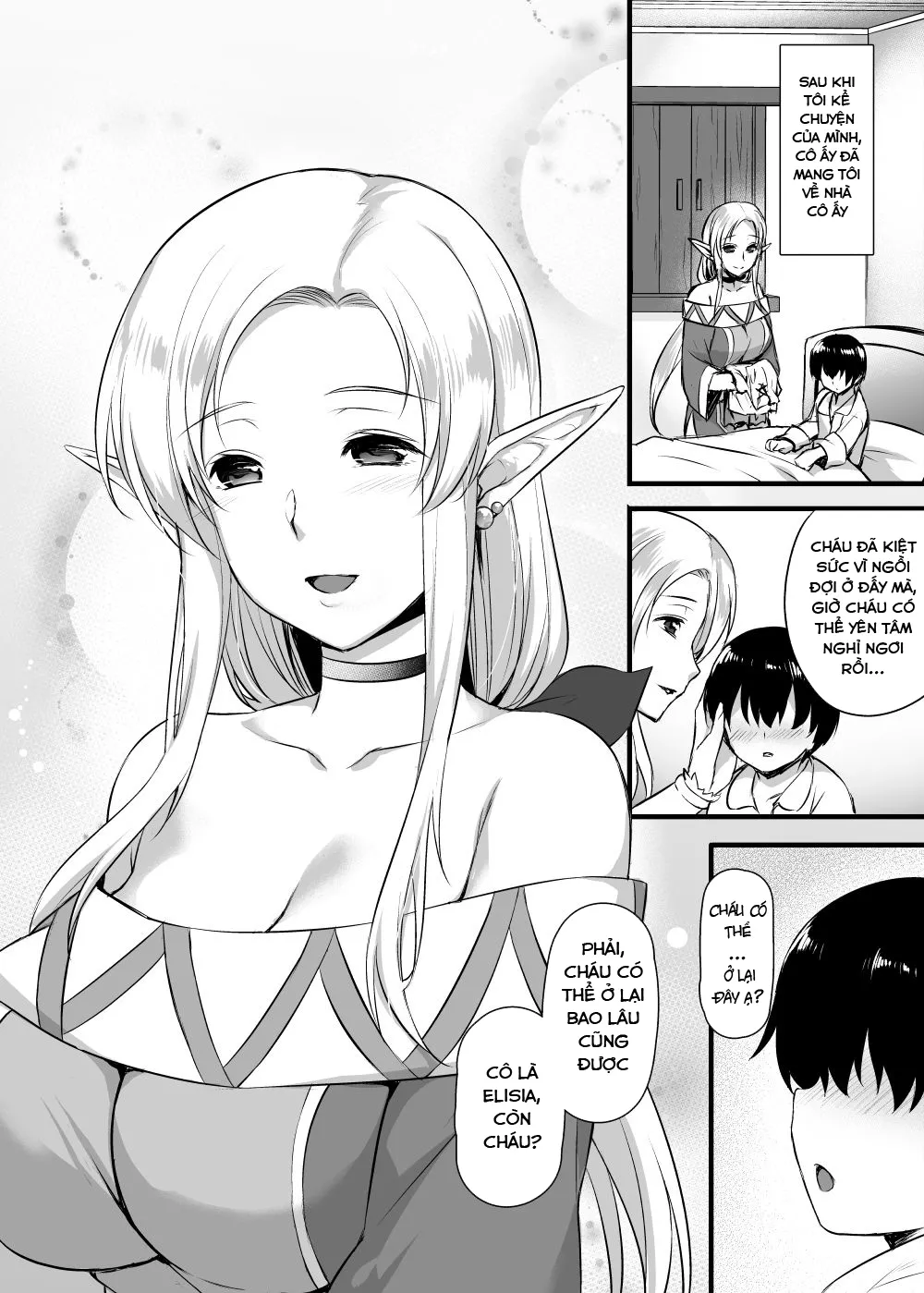 HentaiVN.net - Ảnh 4 - Elf no Okaa-san ~Giri no Musuko no Me no Mae de Orc ni Okasarete - Chap 1