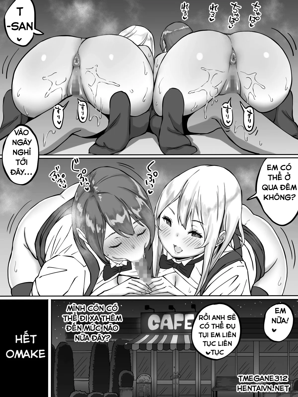 HentaiVN.net - Ảnh 13 - Cách Kiếm Mấy Bé Nữ Sinh Dú Bò Sữa Để Làm Bạn Tình! [Boku ni SeFri ga Dekita Riyuu ~Beit Saki no JK Hen~; How I made sex friends ~Students after work~] - Omake: 3somes cùng 2 cô hầu gái dâm đãng muốn qua đêm để địt nát lồn