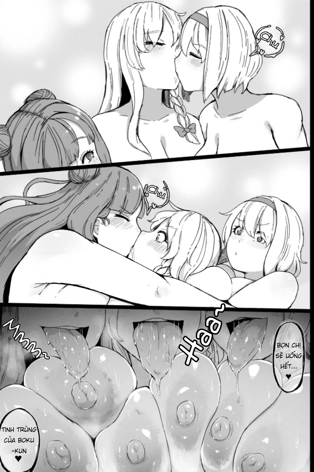 HentaiVN.net - Ảnh 9 - Ba cô gái múp rụp và cậu bé số hưởng - Oneshot