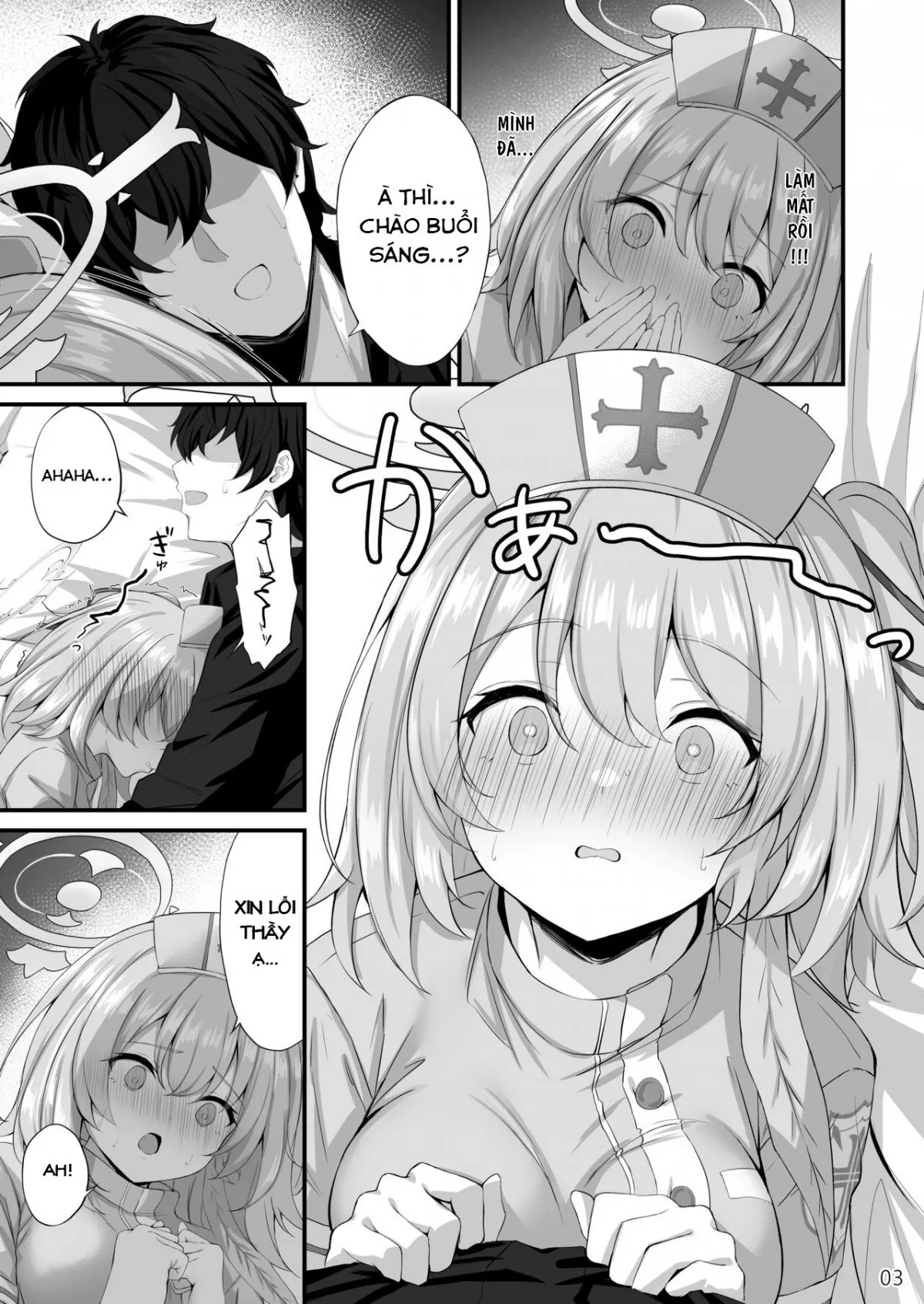 HentaiVN.net - Ảnh 4 - Thầy ơi, thầy có khỏe không ạ? (Blue Archive) [Sensei, Okagen Dou desu ka?] - Oneshot