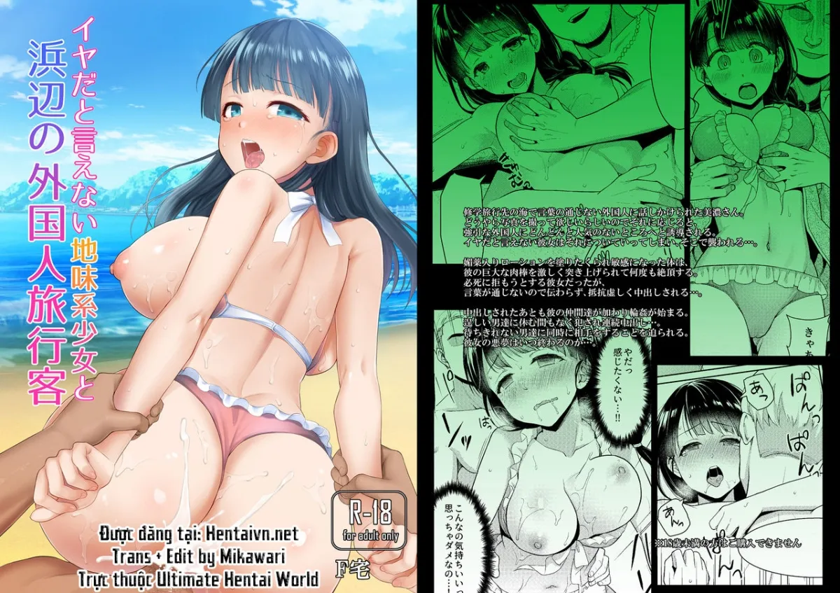 HentaiVN.net - Ảnh 3 - Iya da to Ienai Jimikei Shoujo to Hamabe no Gaikokujin Ryokoukyaku - Oneshot