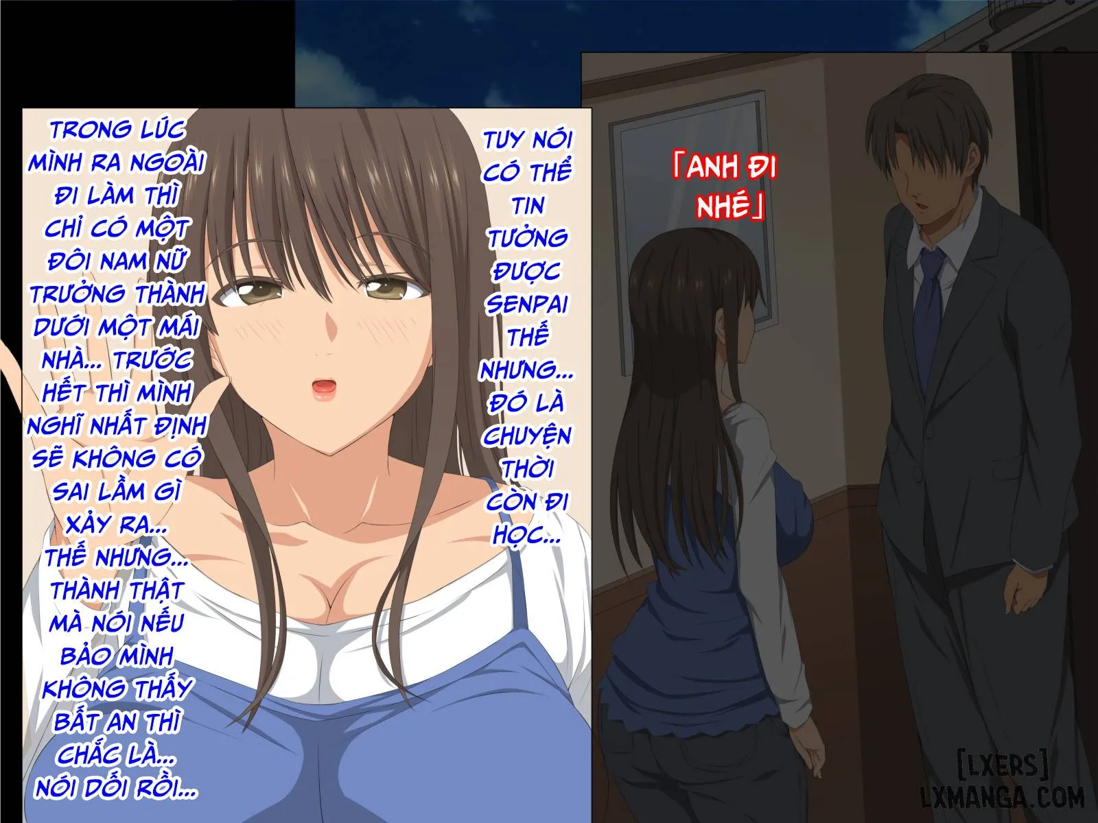 HentaiVN.net - Ảnh 18 - Senpai o Ie ni Isourou Saseteitara!! [Senpai O Ie Ni Isourou Saseteitara Itsunomanika Tsuma Ga Netorareteita Zenpen] - Oneshot