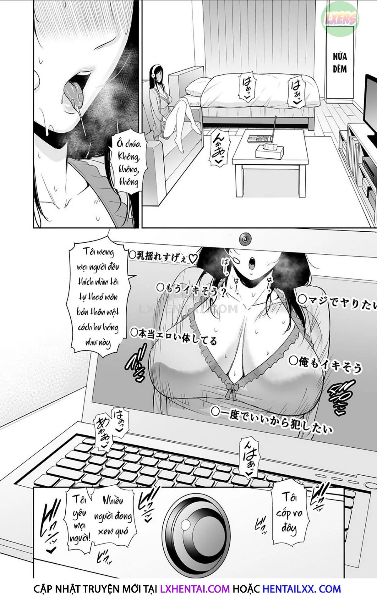HentaiVN.net - Ảnh 10 - Haha wa Yoru ni Saku Single Mother no Haishin Kiroku - Oneshot