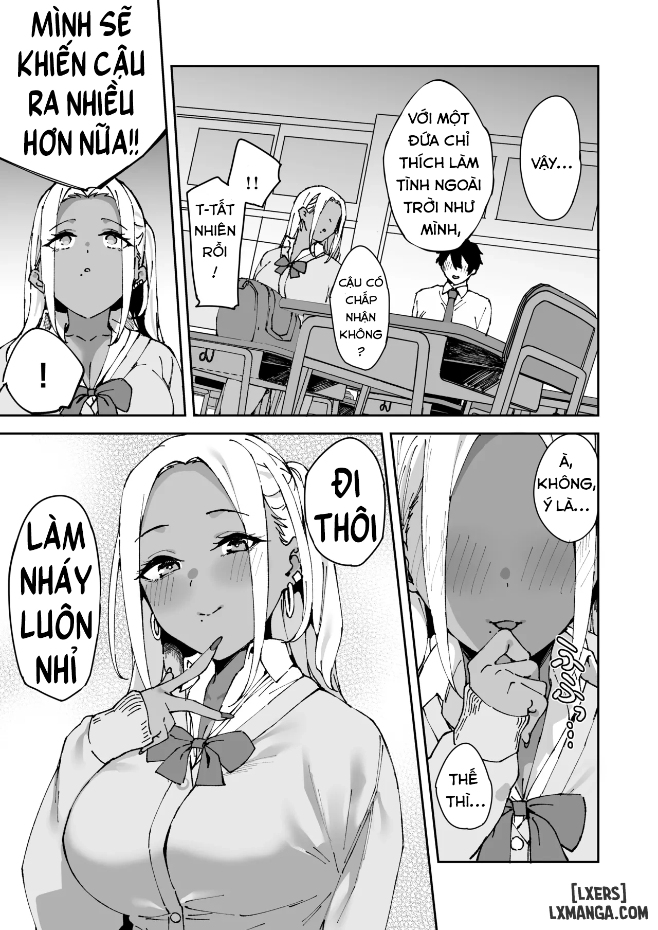 HentaiVN.net - Ảnh 36 - Kurasu no Kuro Gyaru to Sefure ni Natta hanashi - One Shot