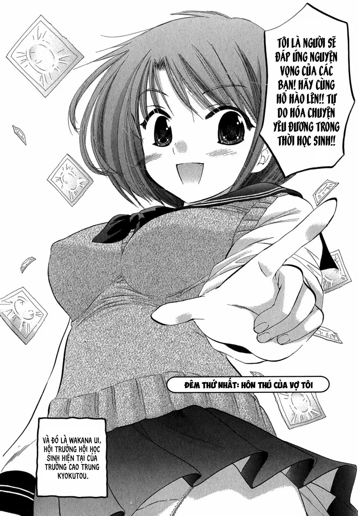 HentaiVN.net - Ảnh 5 - Vợ tôi là chủ tịch hội học sinh [Okusama wa Seito Kaichou; My Wife is Captain of Student Council] - Chap 1: Hôn thứ của vợ tôi