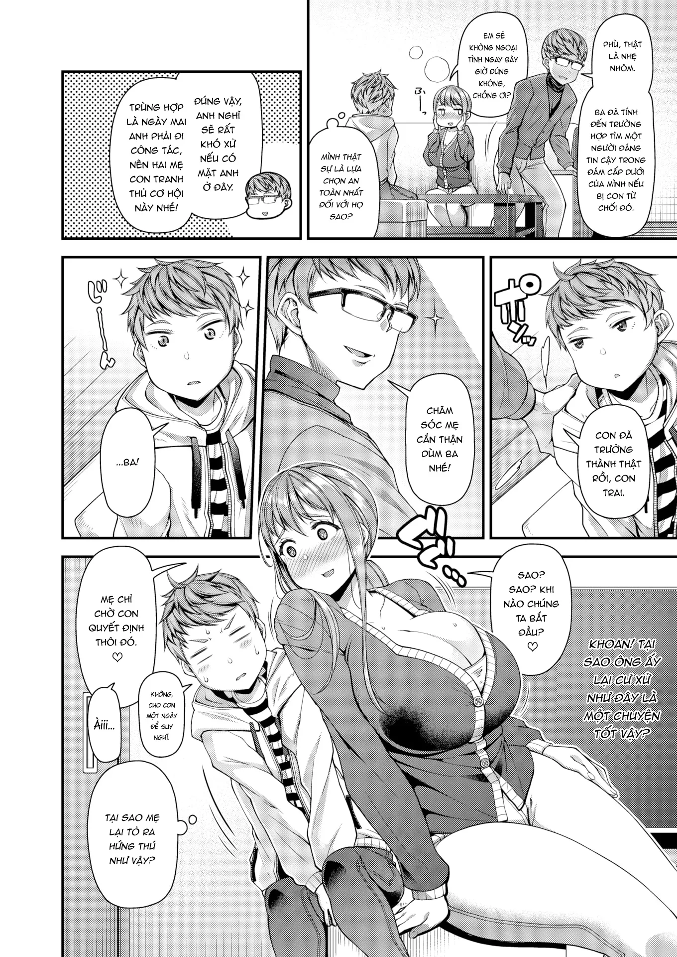 HentaiVN.net - Ảnh 6 - Vì ba, con học làm chồng của mẹ. - Oneshot