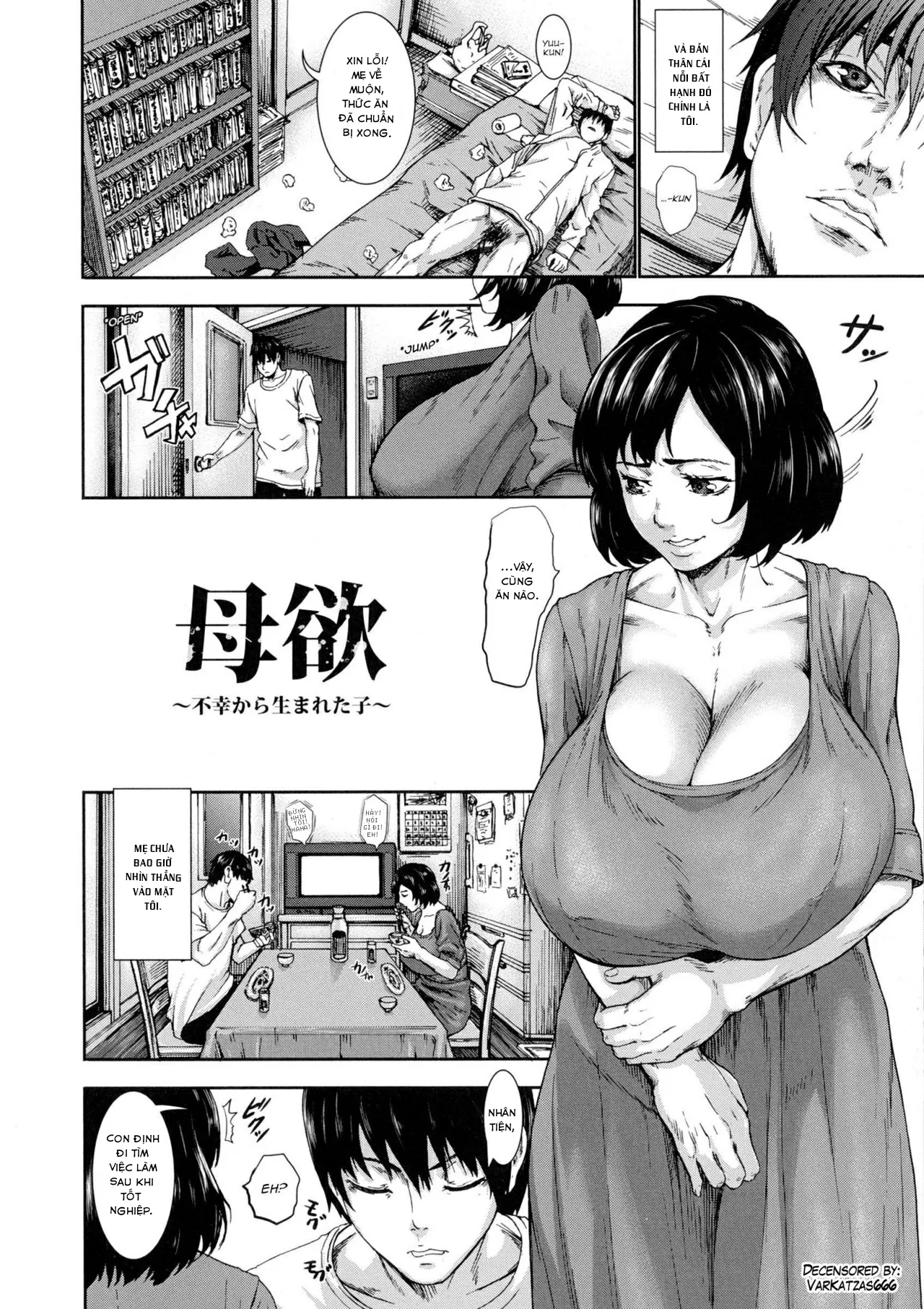 HentaiVN.net - Ảnh 4 - Đứa Con Bất Hạnh Thèm Khát Mẹ Mình [Boyoku ~Fukou kara Umareta Ko~ ; 母欲～不幸から生まれた子～ (超乳大噴獄)] - Oneshot
