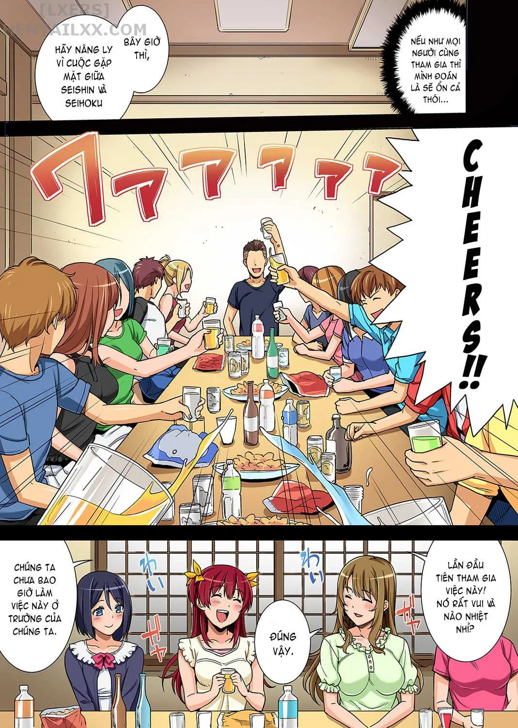 HentaiVN.net - Ảnh 13 - Bou Yuumei Shiritsu Daigaku YariCir No Jittai ~ [Gasshukusaki De Issho Ni Natta Ojou-Sama Daigakusei-Tachi No Baai~] - Chap 1