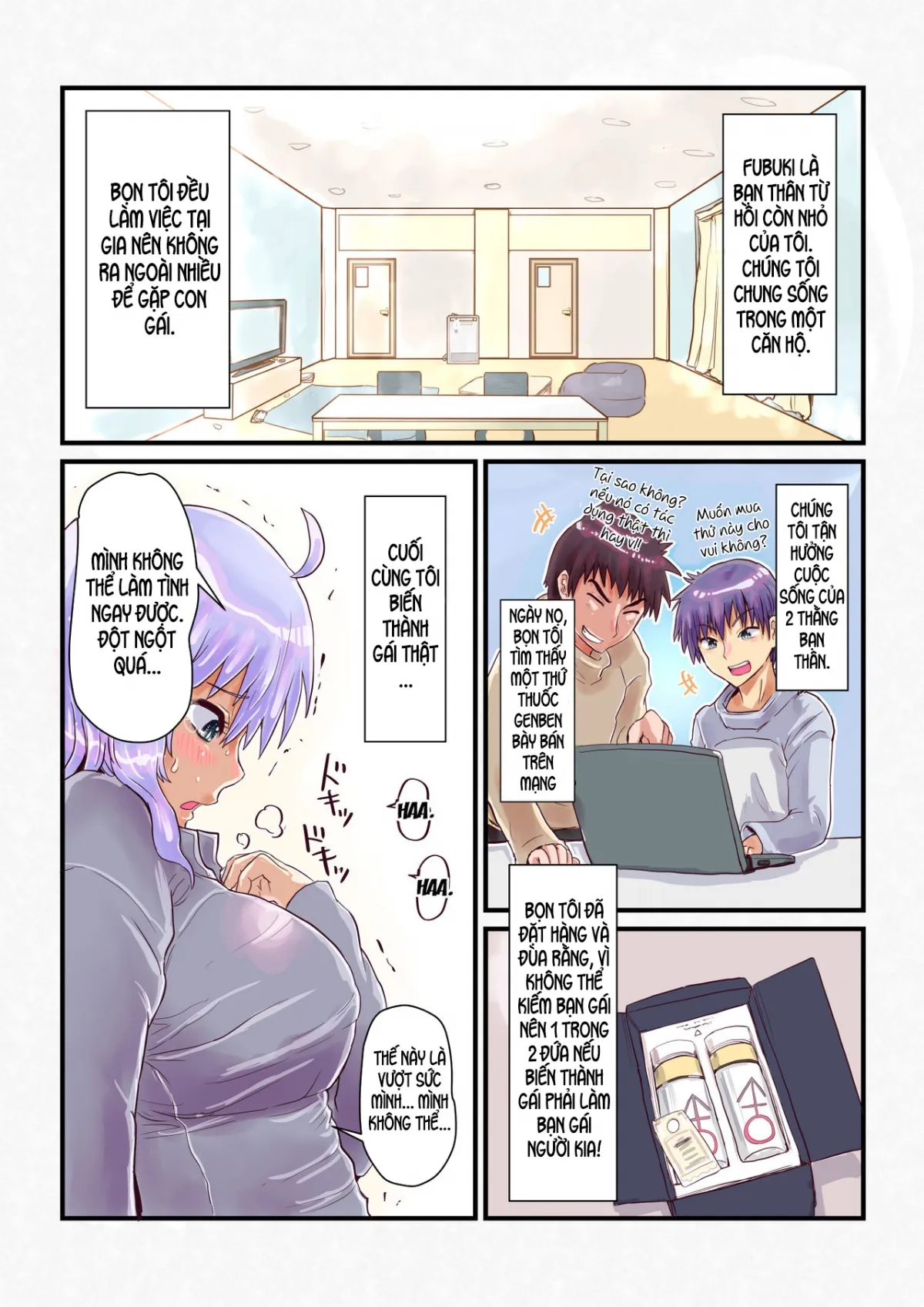 HentaiVN.net - Ảnh 10 - Bạn thơ ấu và thần dược biến đổi. [Nyotaika Shitara Osananajimi To; 女体化したら幼馴染と] - 1-shot