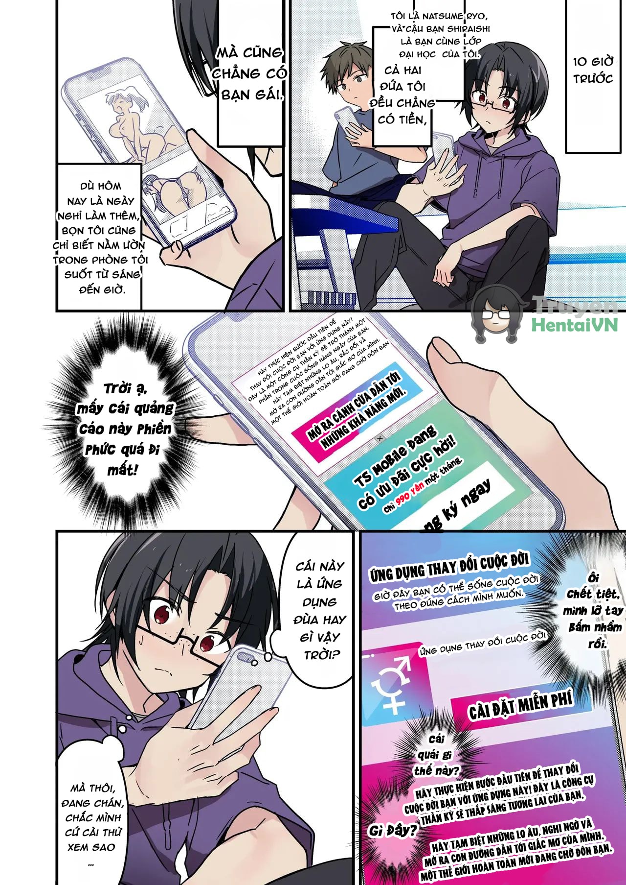 HentaiVN.net - Ảnh 5 - Jinsei Kaihen Appli de Barairo no Hibi? ~Jibun o Ukkari Dosukebe Bishoujo ni~ - Chap 1