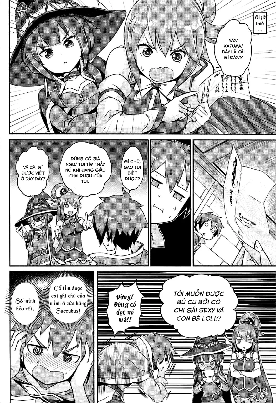 HentaiVN.net - Ảnh 5 - Aqua, Megumin và chiếc vòng ước nguyện (Kono Subarashii Sekai ni Syukufuku o!) [Kono Azen na Kazuma ni Shojo o! (Kono Subarashii Sekai ni Syukufuku o!)] - Chap 1