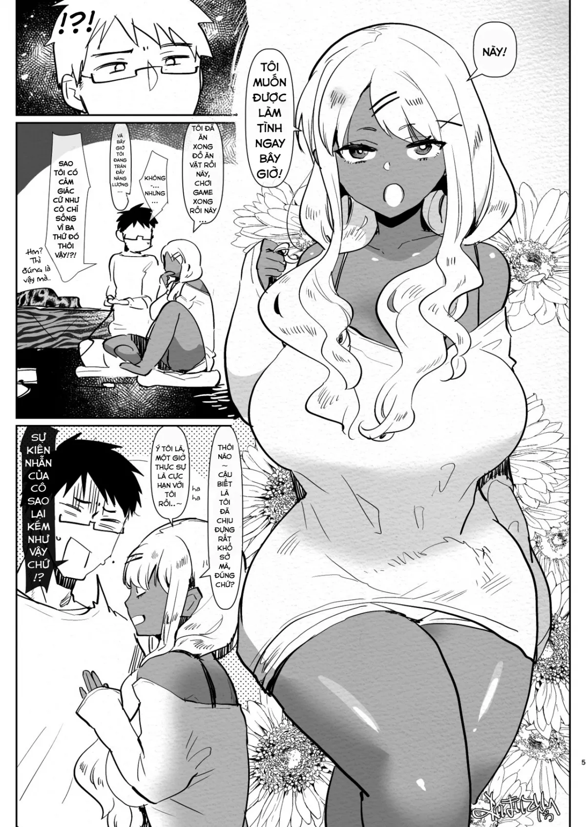 HentaiVN.net - Ảnh 5 - What I Thought Was Going To Be A Study Date [Futanari Kyokon Kuro Gal Kanojo to Benkyou Oheya Date da to Omottara Soku Onaho Atsukai Fukujuu Gyaku Anal nante...] - Chap 1