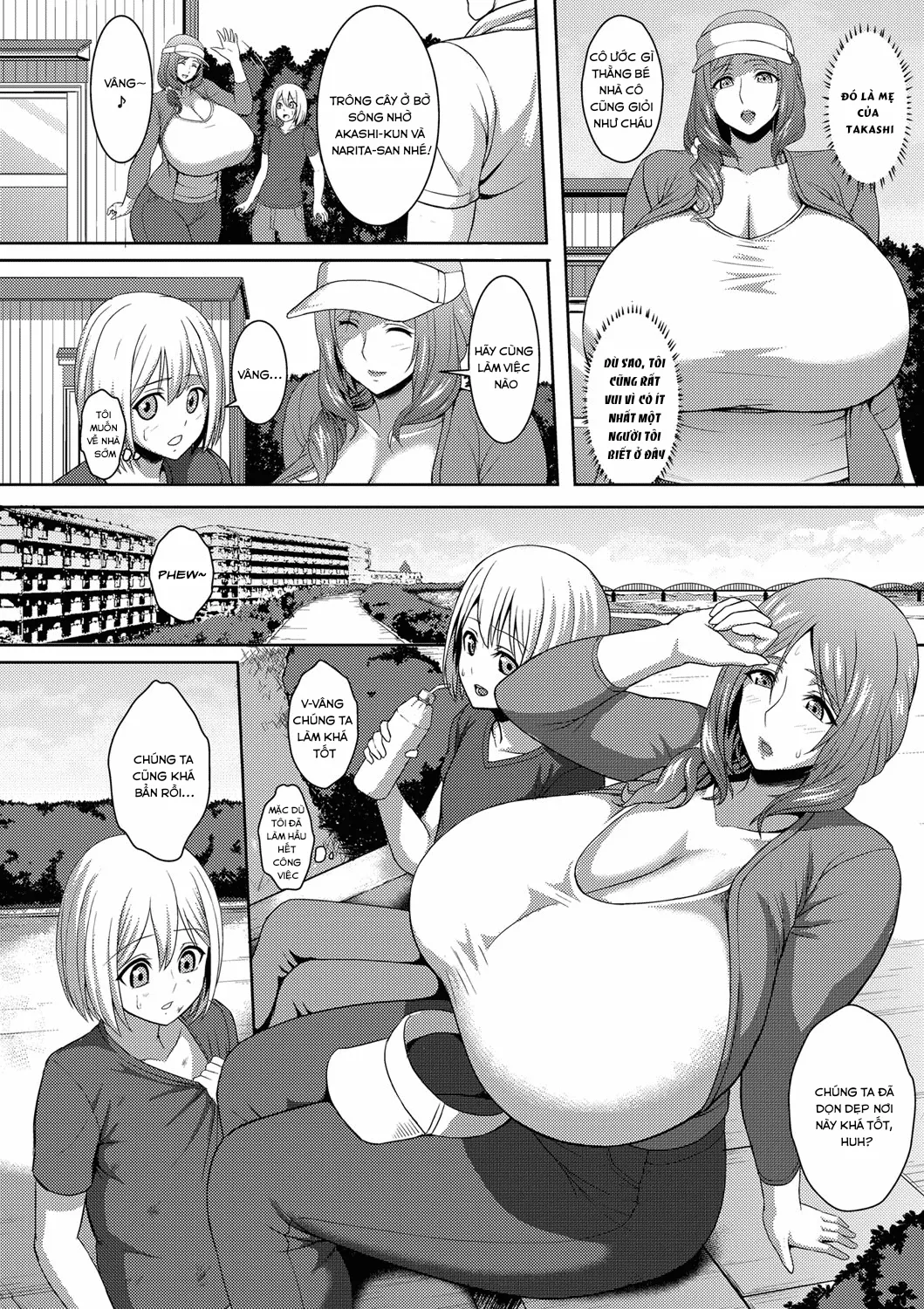 HentaiVN.net - Ảnh 3 - Chounyuu Okaa-san Chounai Souji de Hito Yogore [Big-Breasted Mom Getting Dirty in the Neighbourhood Clean-up] - Chap 1