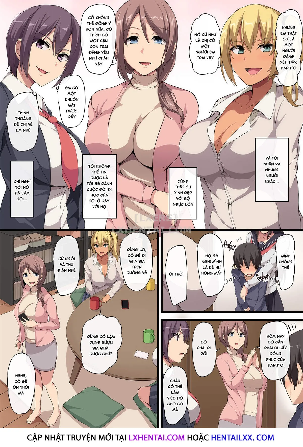 HentaiVN.net - Ảnh 9 - Lovey-Dovey Sex Life With Older Ladies - Losing My Virginity To a Harem - Chap 1