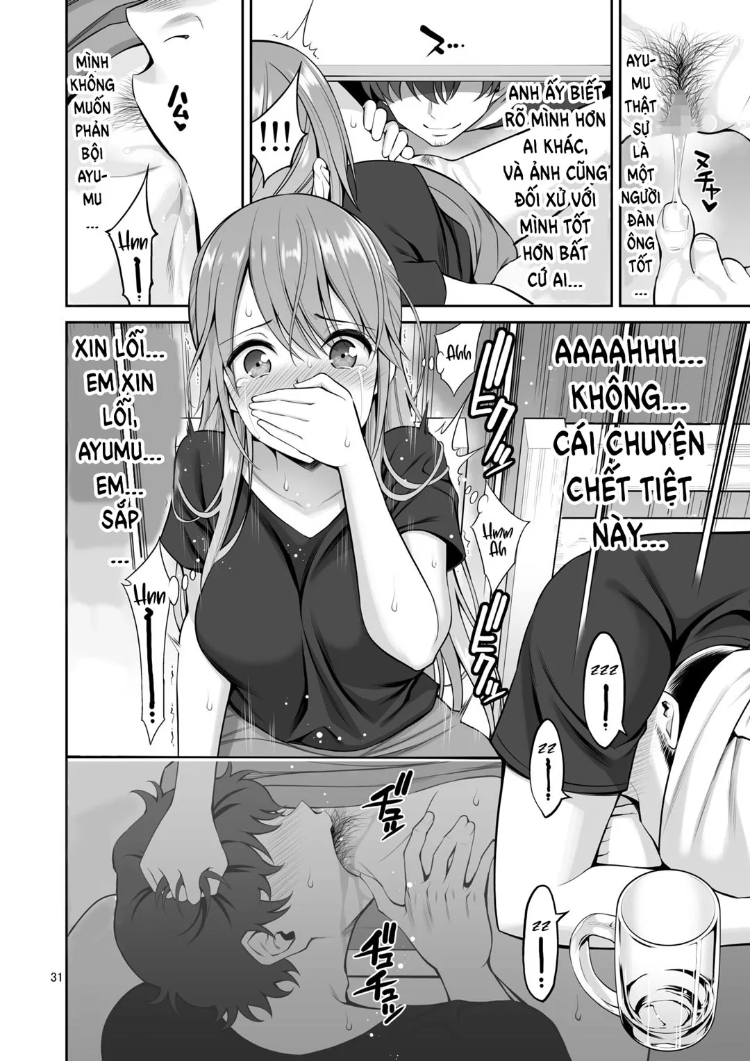 HentaiVN.net - Ảnh 32 - Motoyan Zuma Otto no Tonari de Hatsuiki [Ex-Delinquent Wife Cums Next To Her Husband For The First Time] - Chap 1
