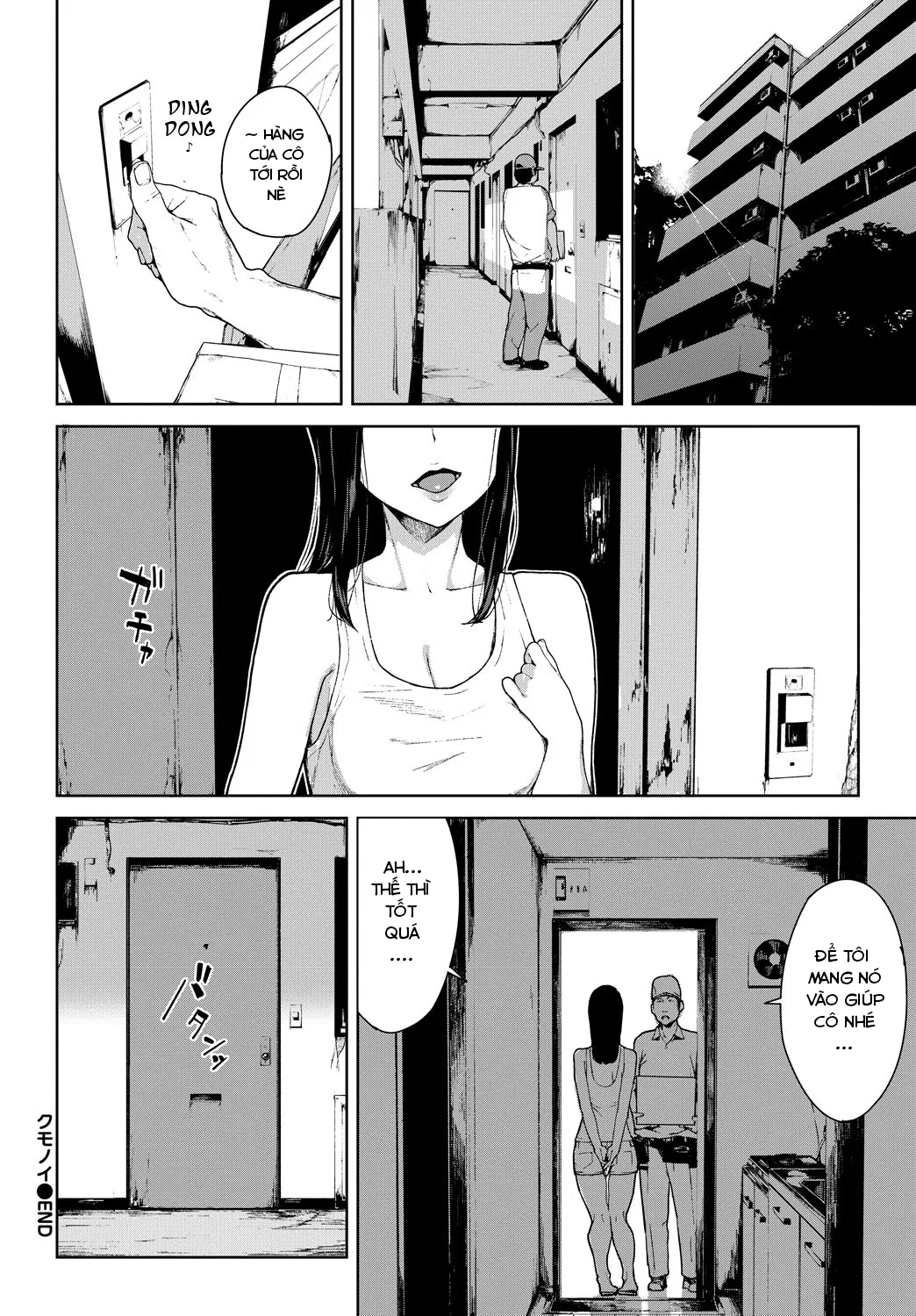 HentaiVN.net - Ảnh 20 - Anh giao hàng may mắn và chị chủ nhà xinh đẹp [Kumo no I; The Spider's Web] - Chap 1