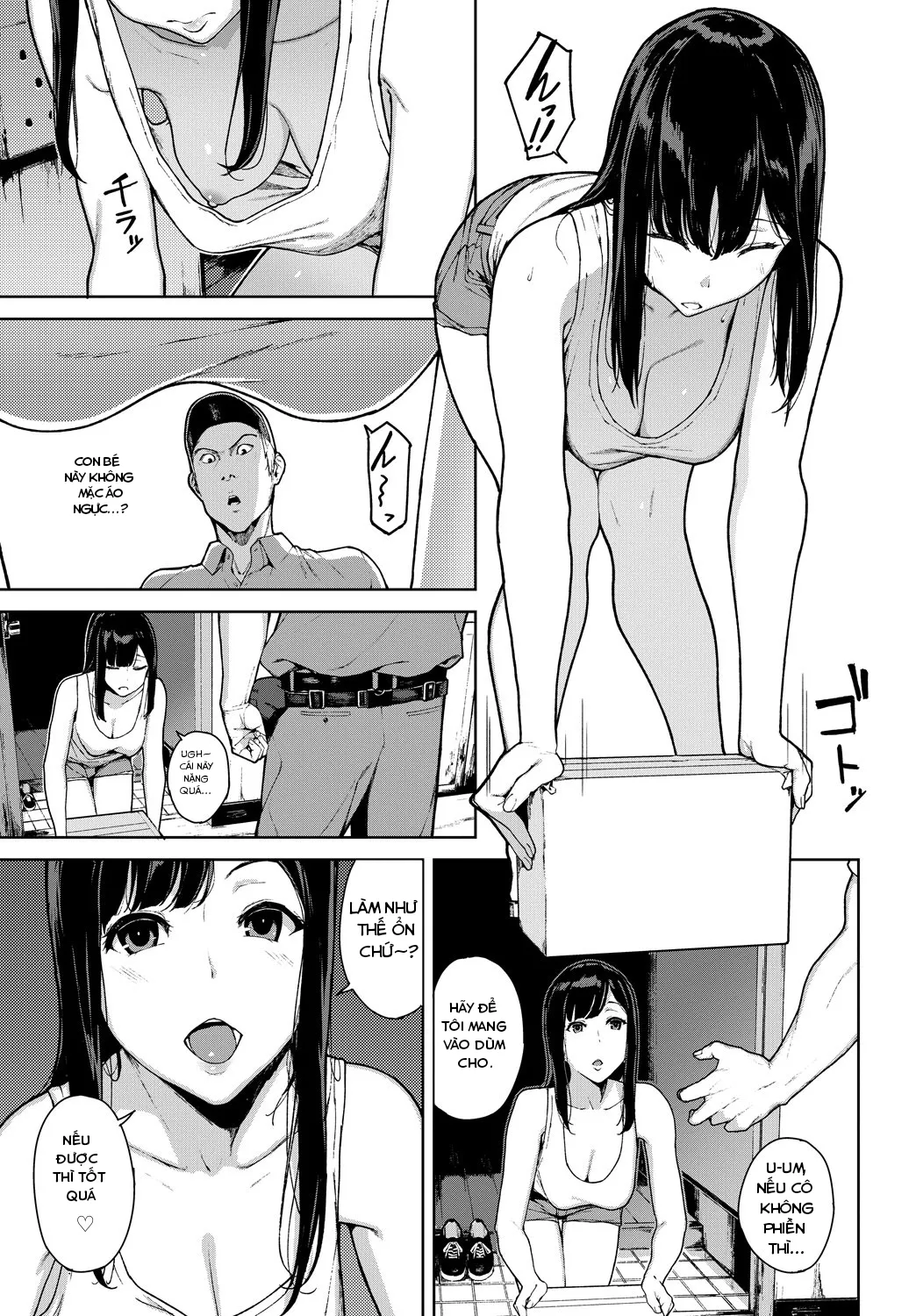 HentaiVN.net - Ảnh 3 - Anh giao hàng may mắn và chị chủ nhà xinh đẹp [Kumo no I; The Spider's Web] - Chap 1