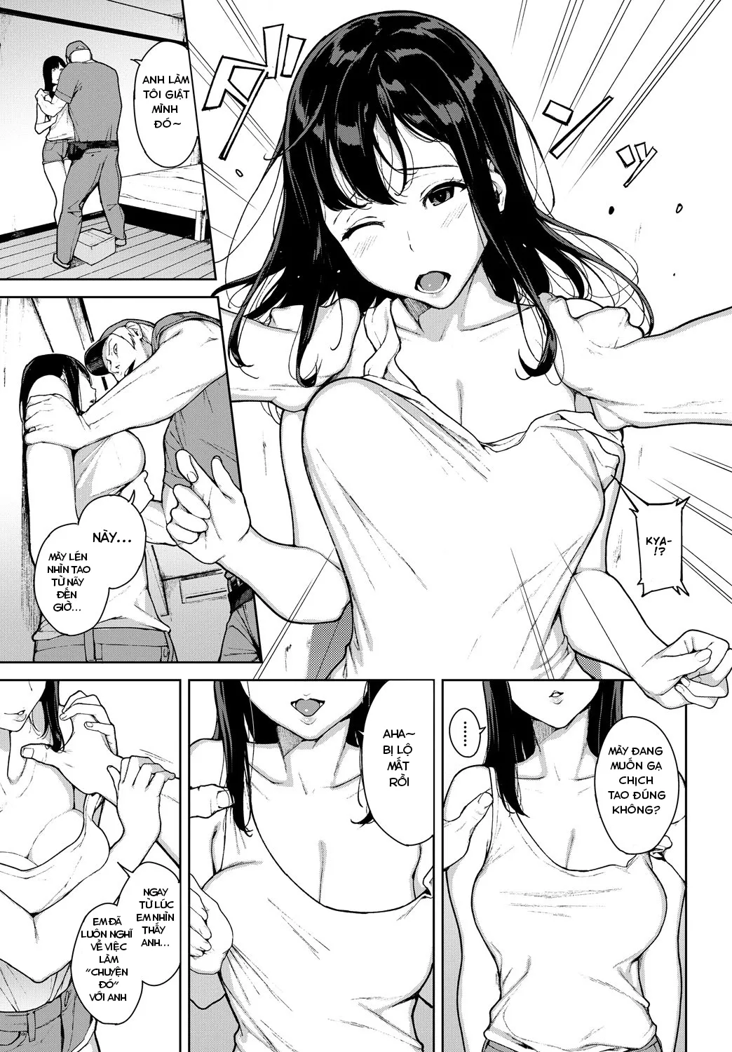 HentaiVN.net - Ảnh 5 - Anh giao hàng may mắn và chị chủ nhà xinh đẹp [Kumo no I; The Spider's Web] - Chap 1