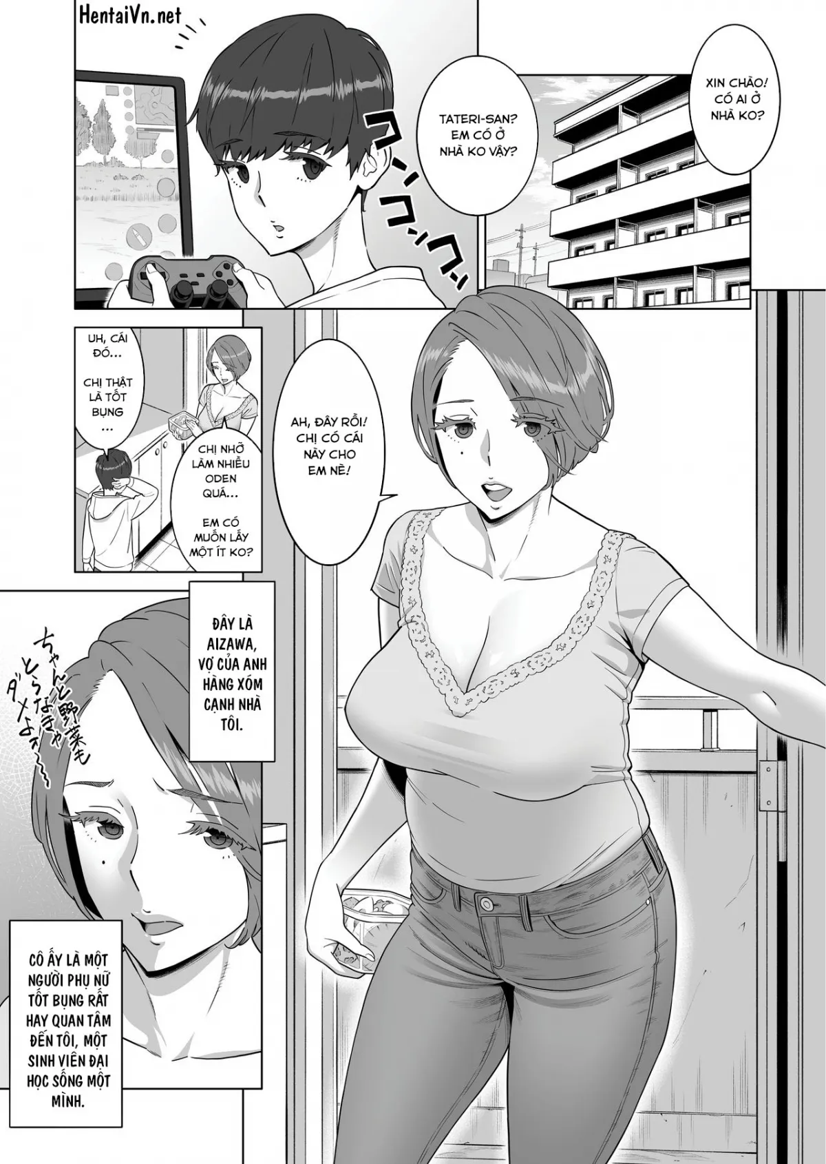 HentaiVN.net - Ảnh 3 - Hajimete no Hito wa Tonari no Hitozuma deshita [Losing My Virginity to the Housewife Next Door] - Chap 1