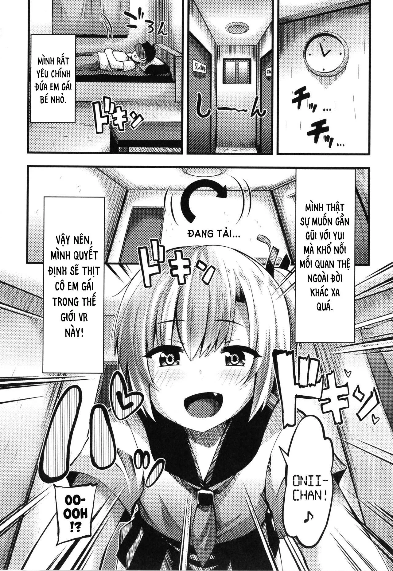 HentaiVN.net - Ảnh 4 - Em gái trong VR của tôi biến thành em gái thật. [My VR Little-Sister is Just Around the Corner] - Chap 1