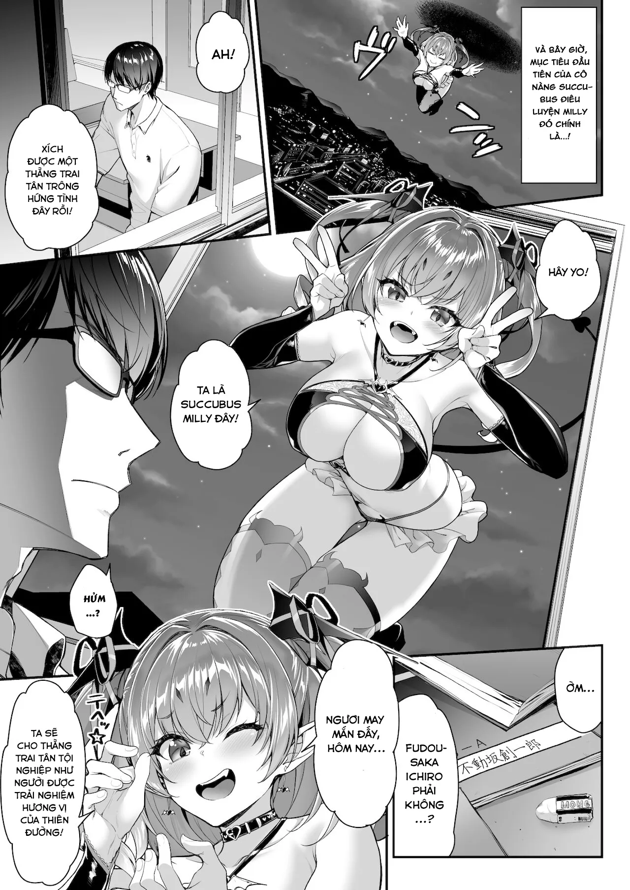 HentaiVN.net - Ảnh 5 - Cô nàng Succubus thèm muốn tinh dịch này! [Zako Succubus-chan wa Semen ga Hoshii no!; This Small Fry Succubus-chan Wants Your Sperm!] - Chap 1