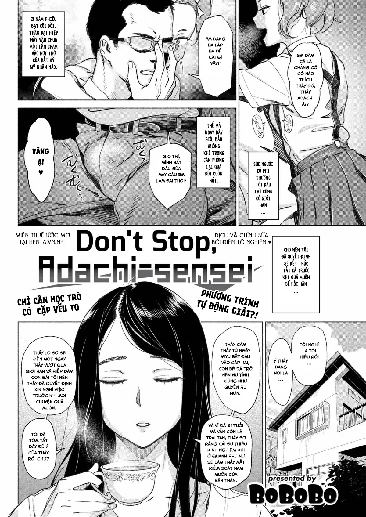HentaiVN.net - Ảnh 3 - Dạy Em Nữa Đi, Thầy Adachi! [Don't Stop, Adachi-Sensei] - Chap 1