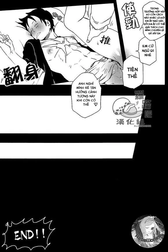 HentaiVN.net - Ảnh 25 - Trafalgar wa Gomugomu no Yume o Miru ka (One Piece) - Chap 1
