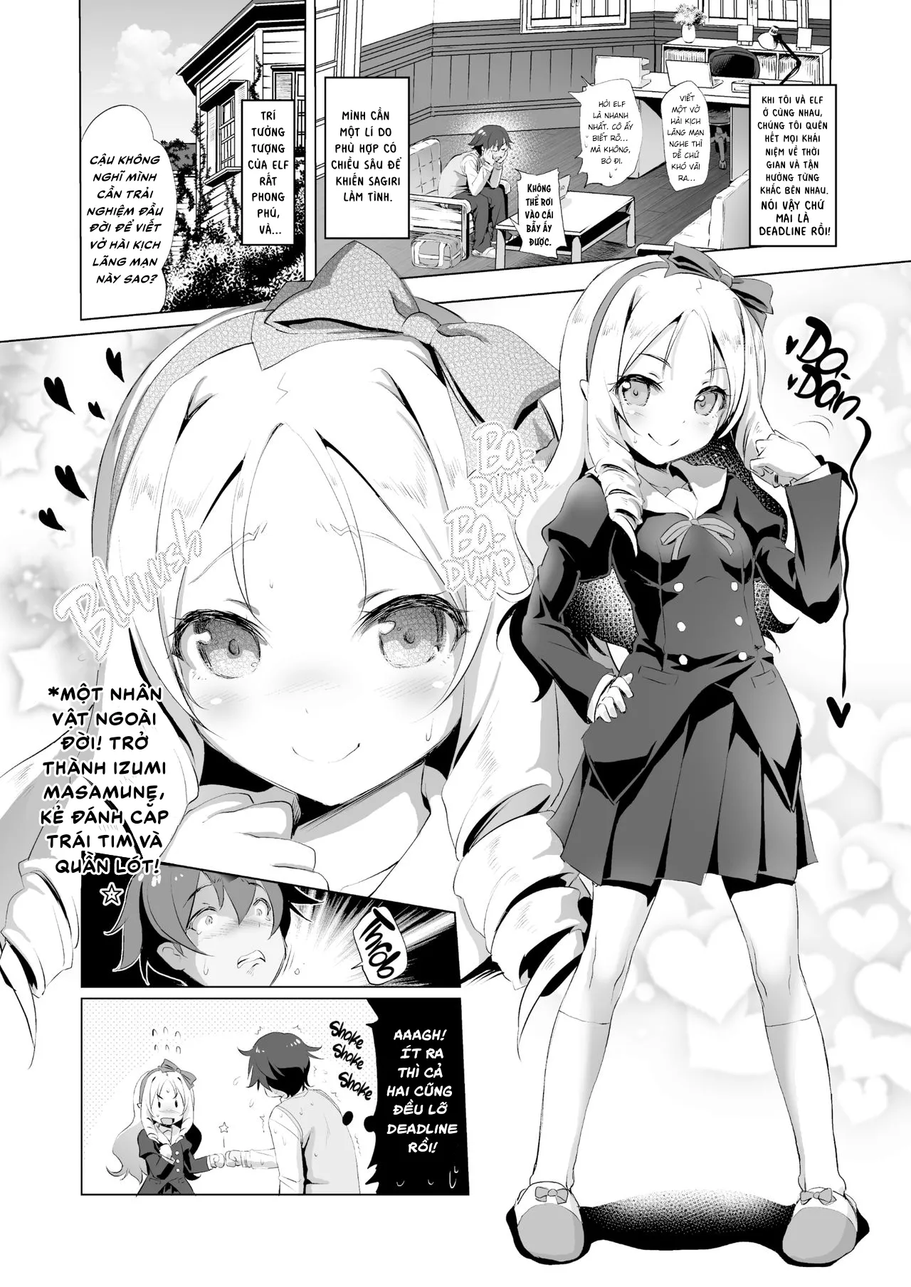 HentaiVN.net - Ảnh 3 - “Chạy deadline” cùng cô nàng Elf [Elf Sensei no Eromanga; Elf Sensei's Eromanga] - Chap 1