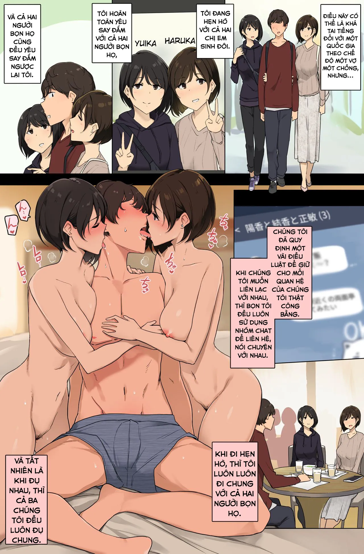 HentaiVN.net - Ảnh 3 - Seikaku ga Seihantai na Futago to Tsukiatte 3P Sex Suru Ohanashi - Chap 1