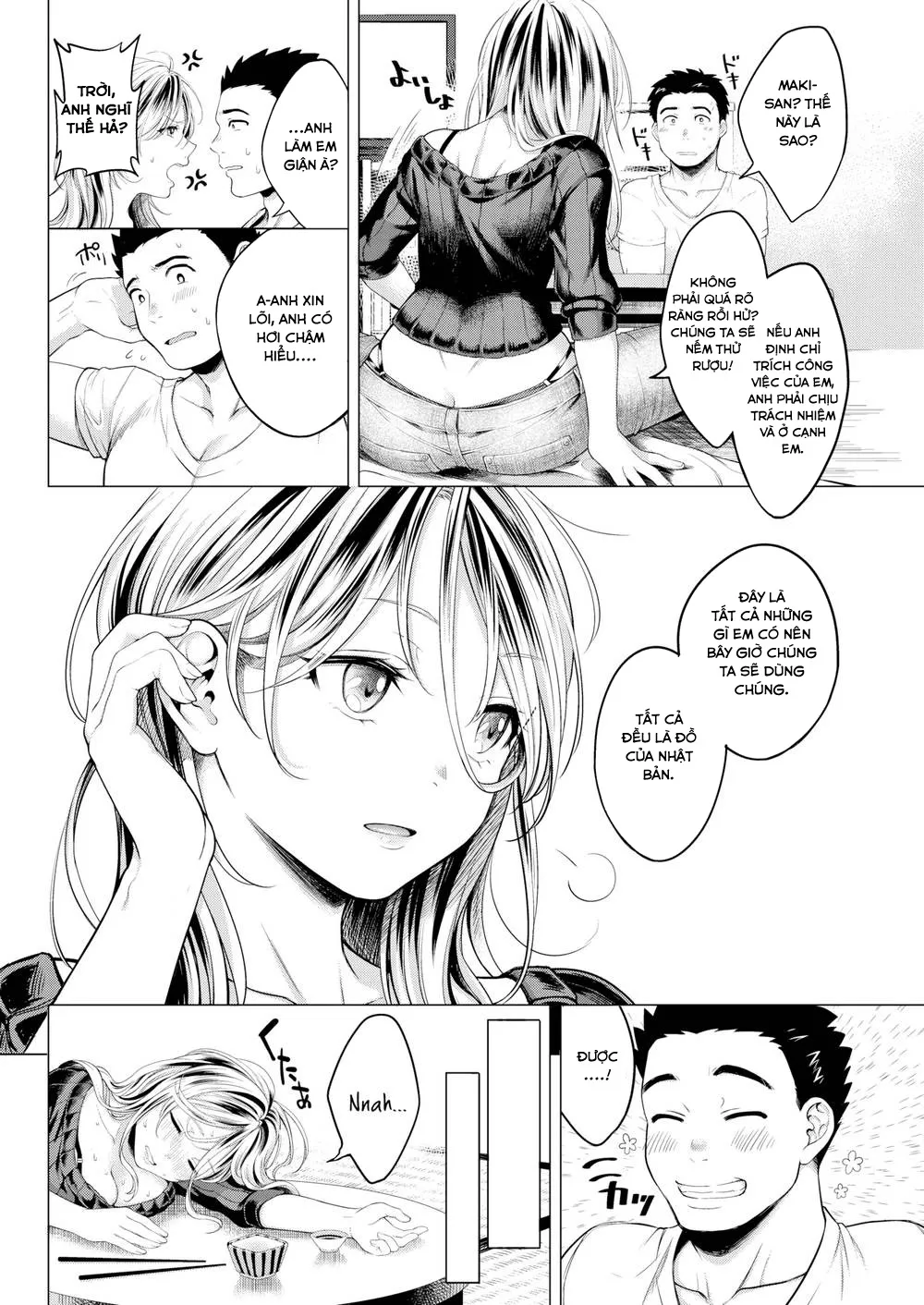 HentaiVN.net - Ảnh 6 - Nếm rượu, nếm luôn cả em [Evening Warmed Sake] - Chap 1