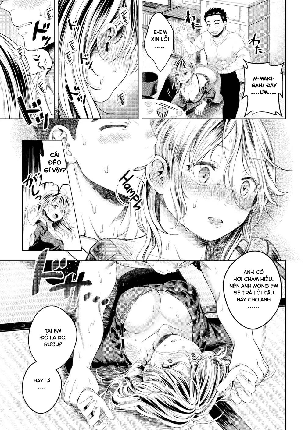 HentaiVN.net - Ảnh 9 - Nếm rượu, nếm luôn cả em [Evening Warmed Sake] - Chap 1
