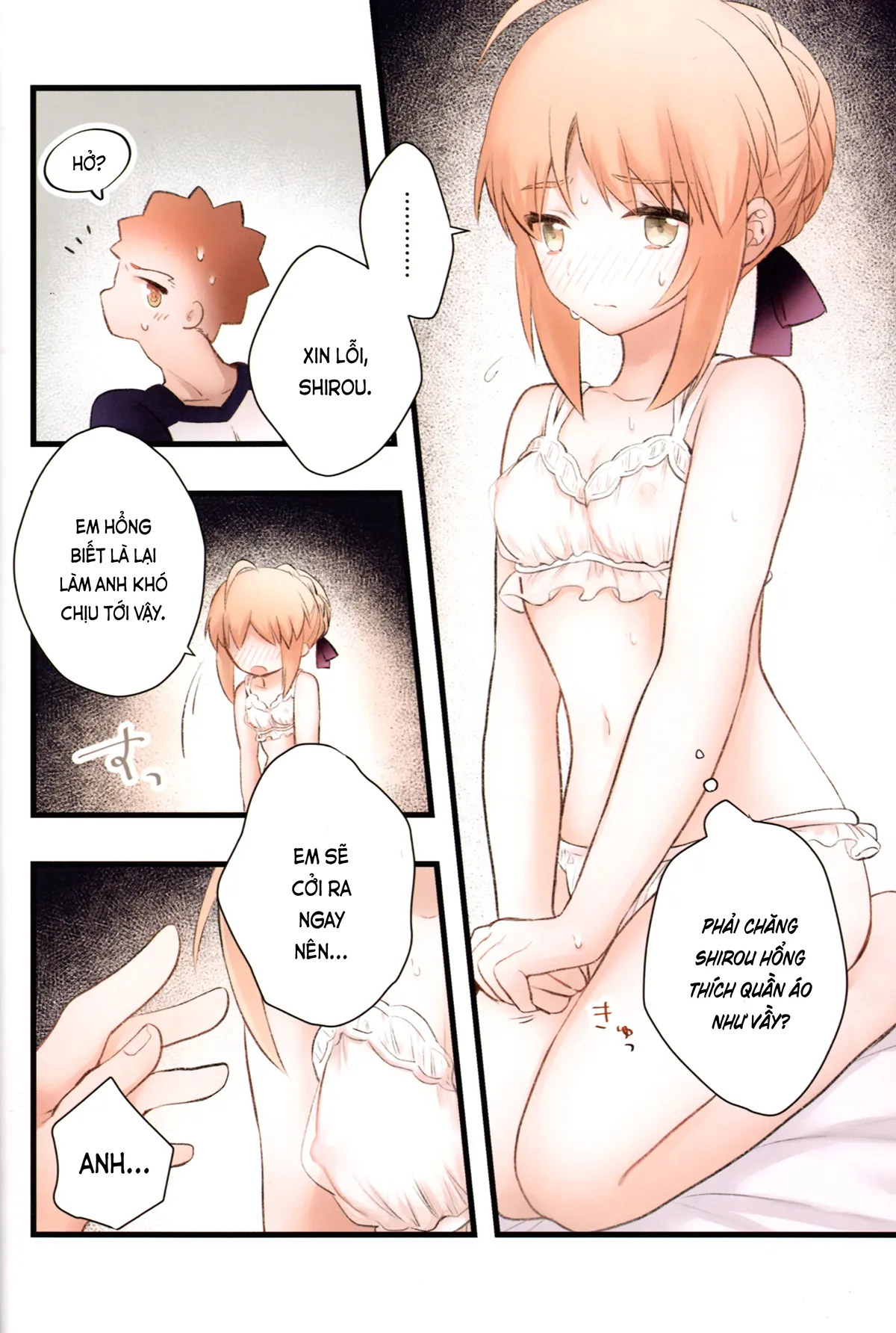 HentaiVN.net - Ảnh 10 - Nội y kiểu đó còn quá sớm với tôi (Fate／stay night) [Souiu Shitagi wa Ore ni wa Hayai (Fate stay night); そういう下着は俺には早い (Fate／stay night)] - Chap 1