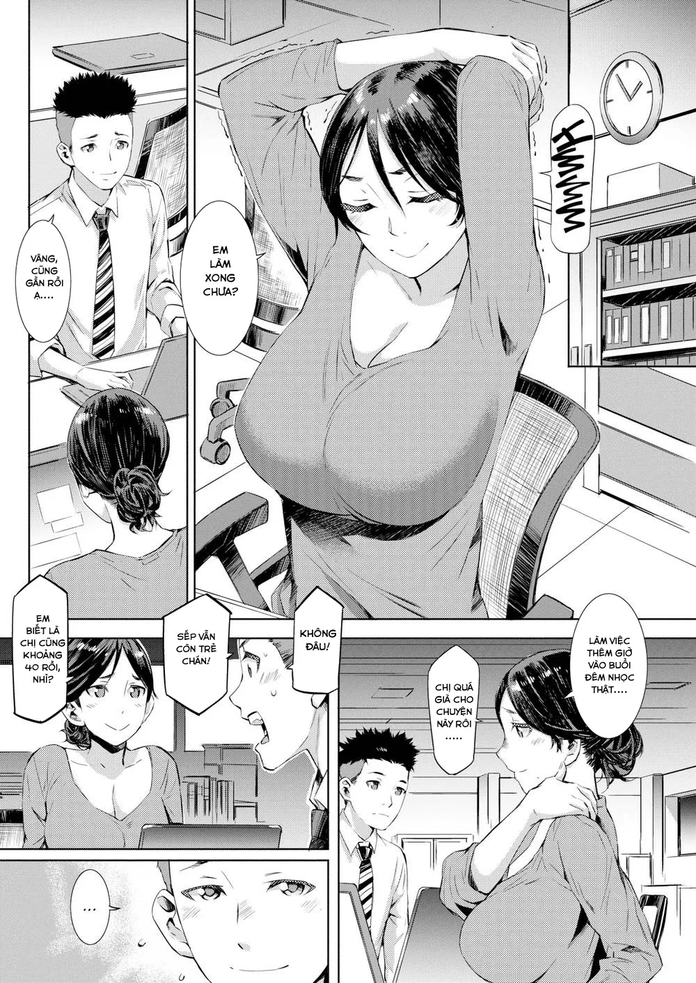 HentaiVN.net - Ảnh 5 - Sếp ơi, chị thơm lắm! [Working Overtime Together] - Chap 1